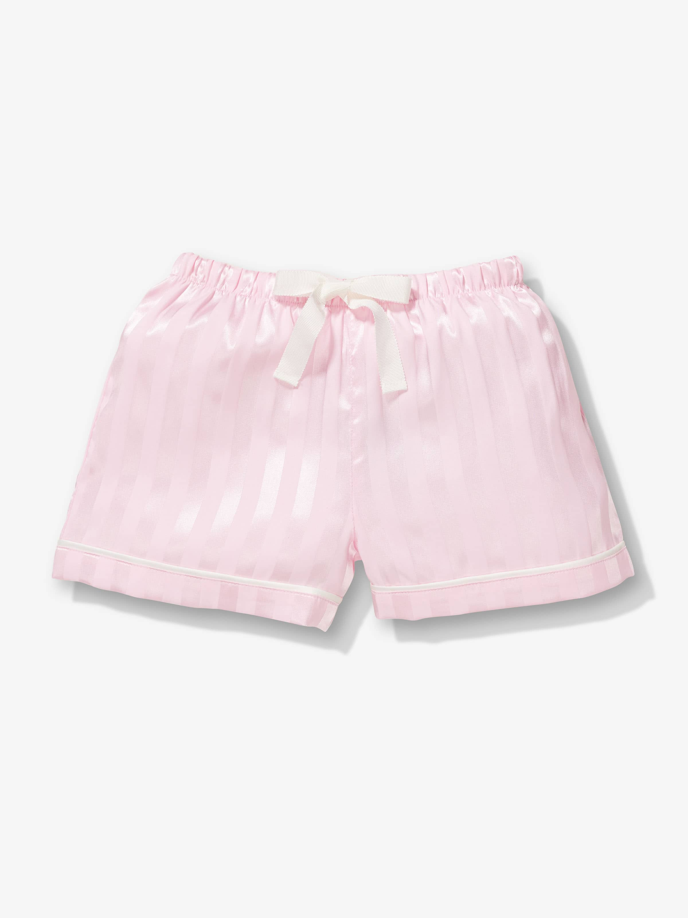 Girls Pink Stripe Satin Pj Set