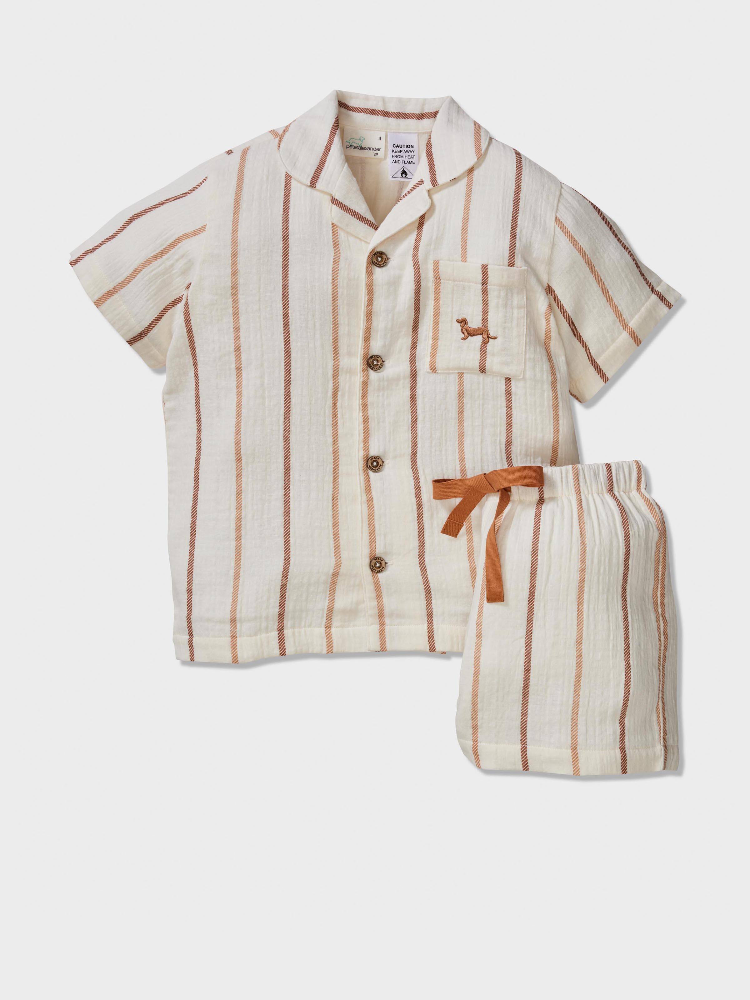 Jnr Kids Organic Stripe Muslin Pj Set