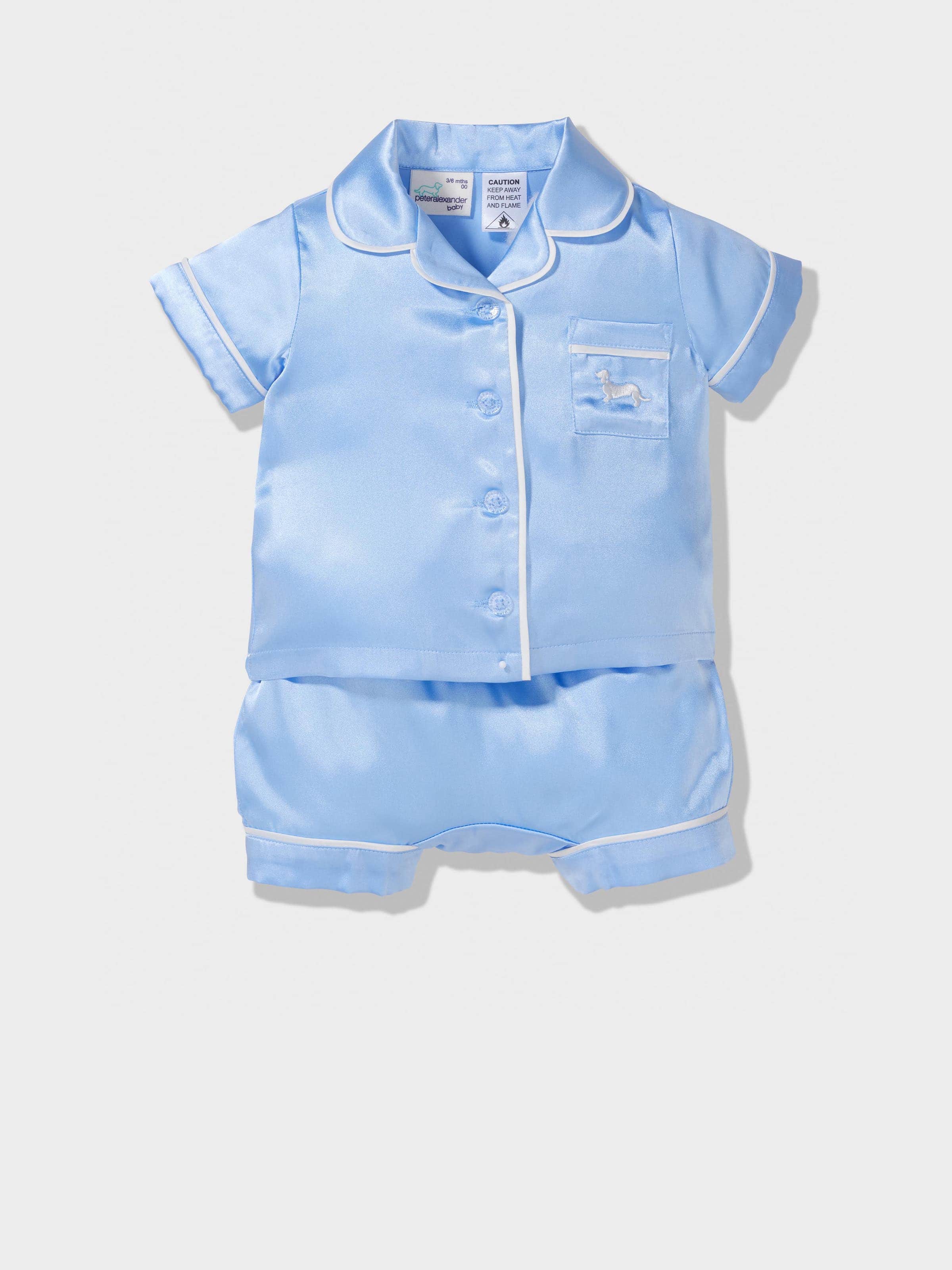 Baby Short Classic Satin Cornflower Pj Set