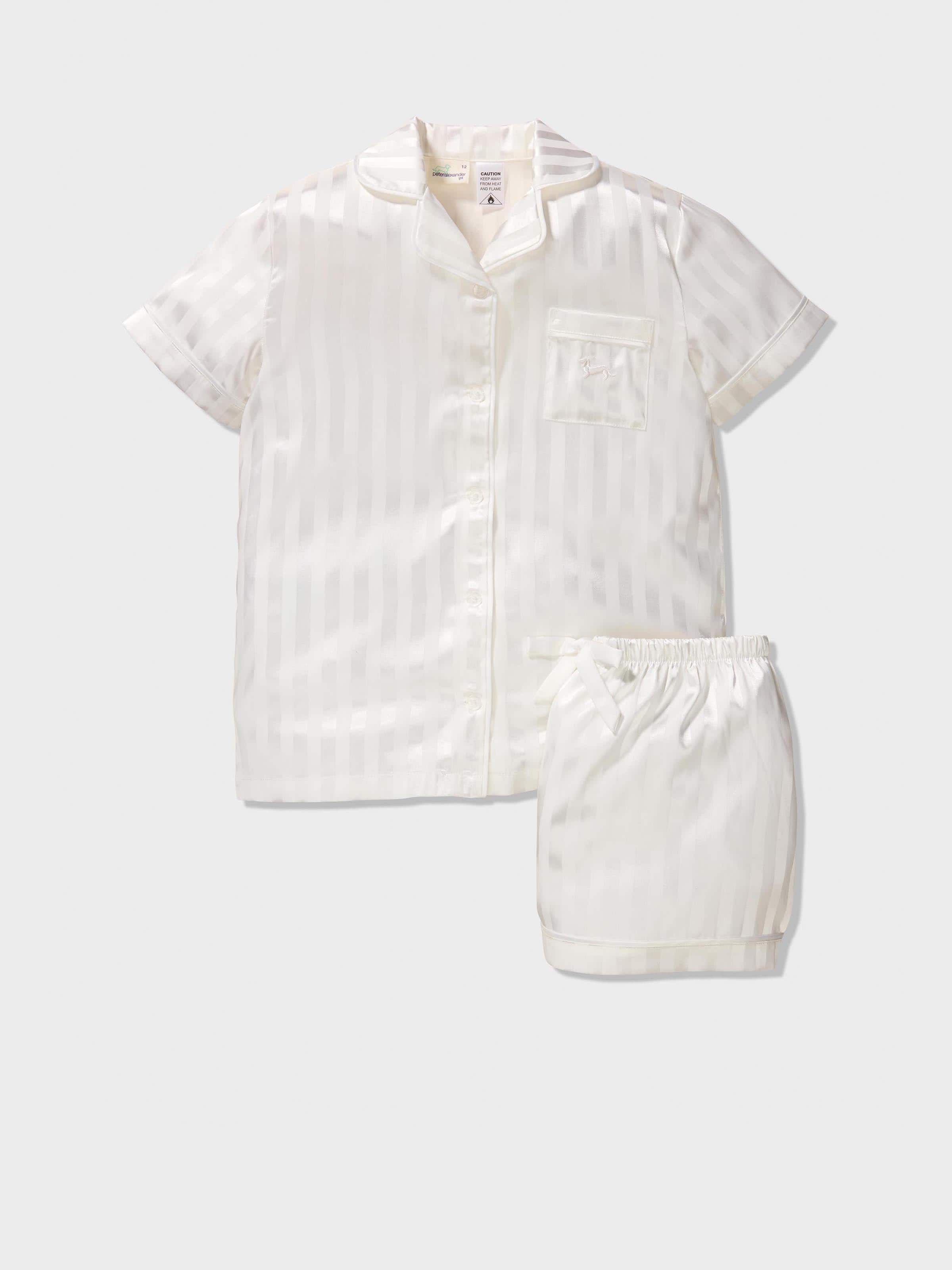 Jnr Girls Classic White Satin Pj Set