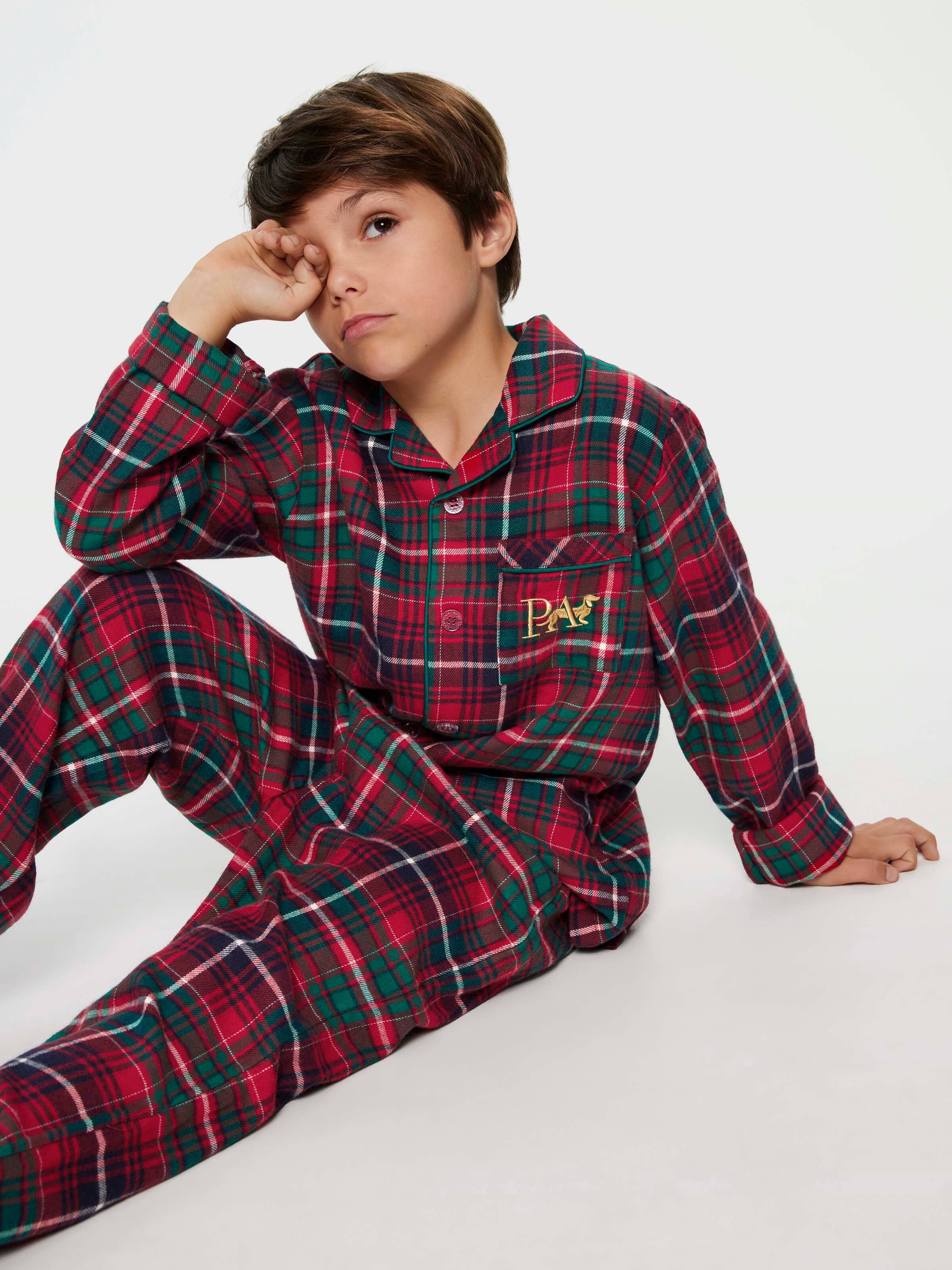 Jnr Kids Tartan Bamboo Flannelette Pj Set