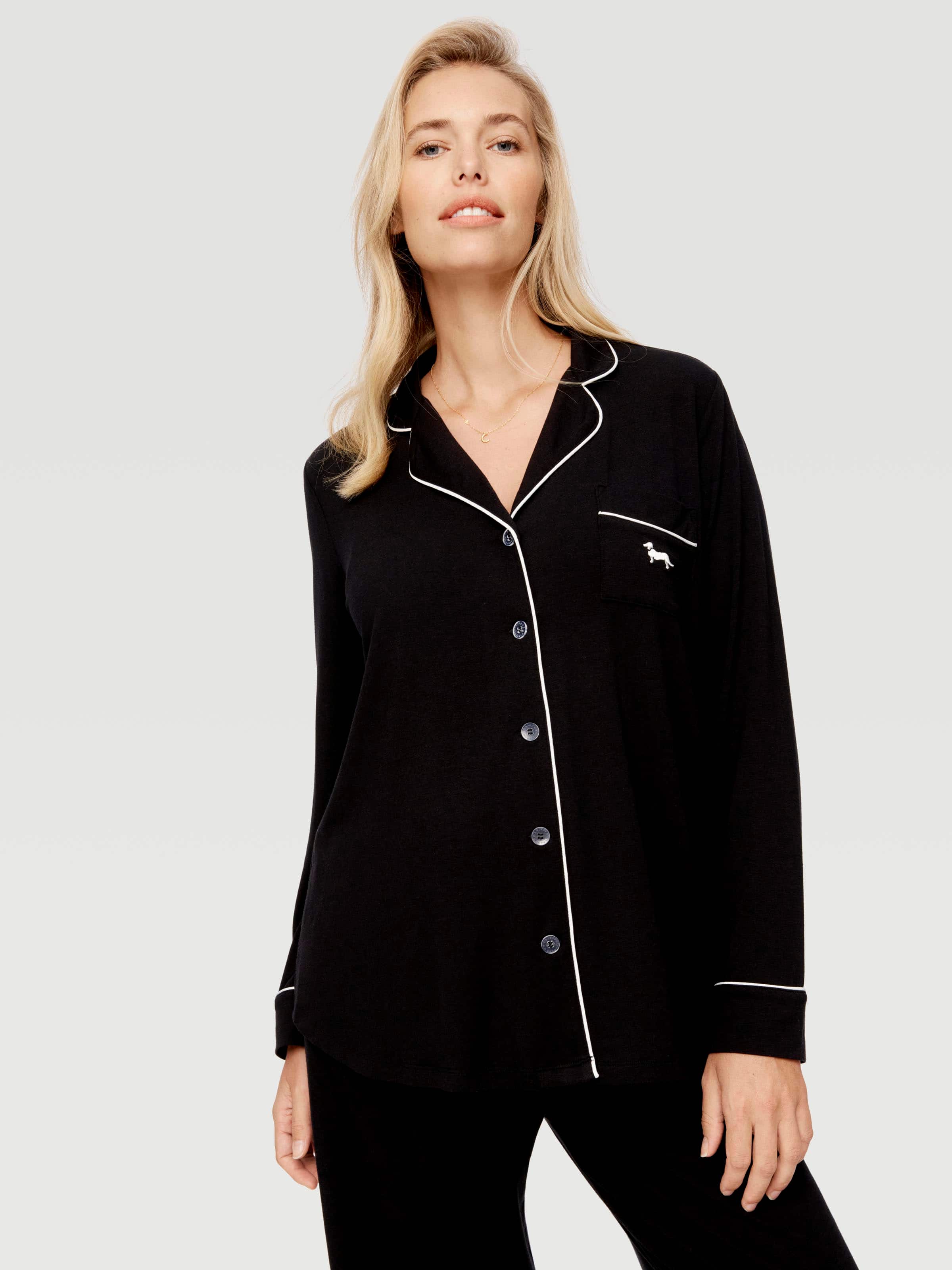 Maternity Black Long Sleeve Pj Set