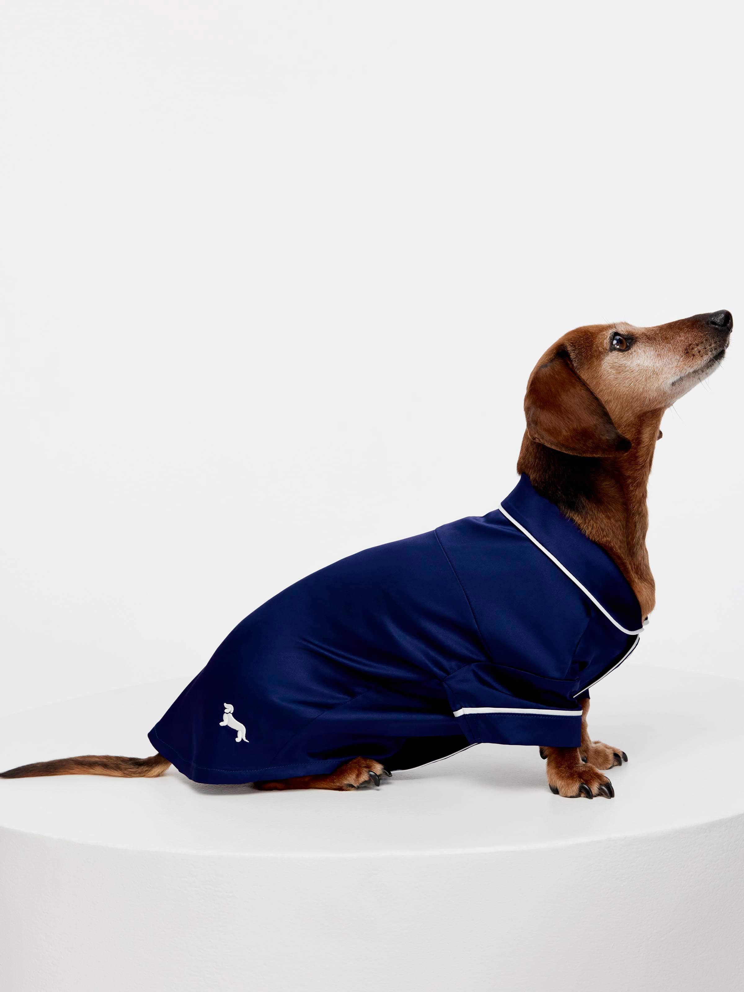 Navy Satin Dog Shirt