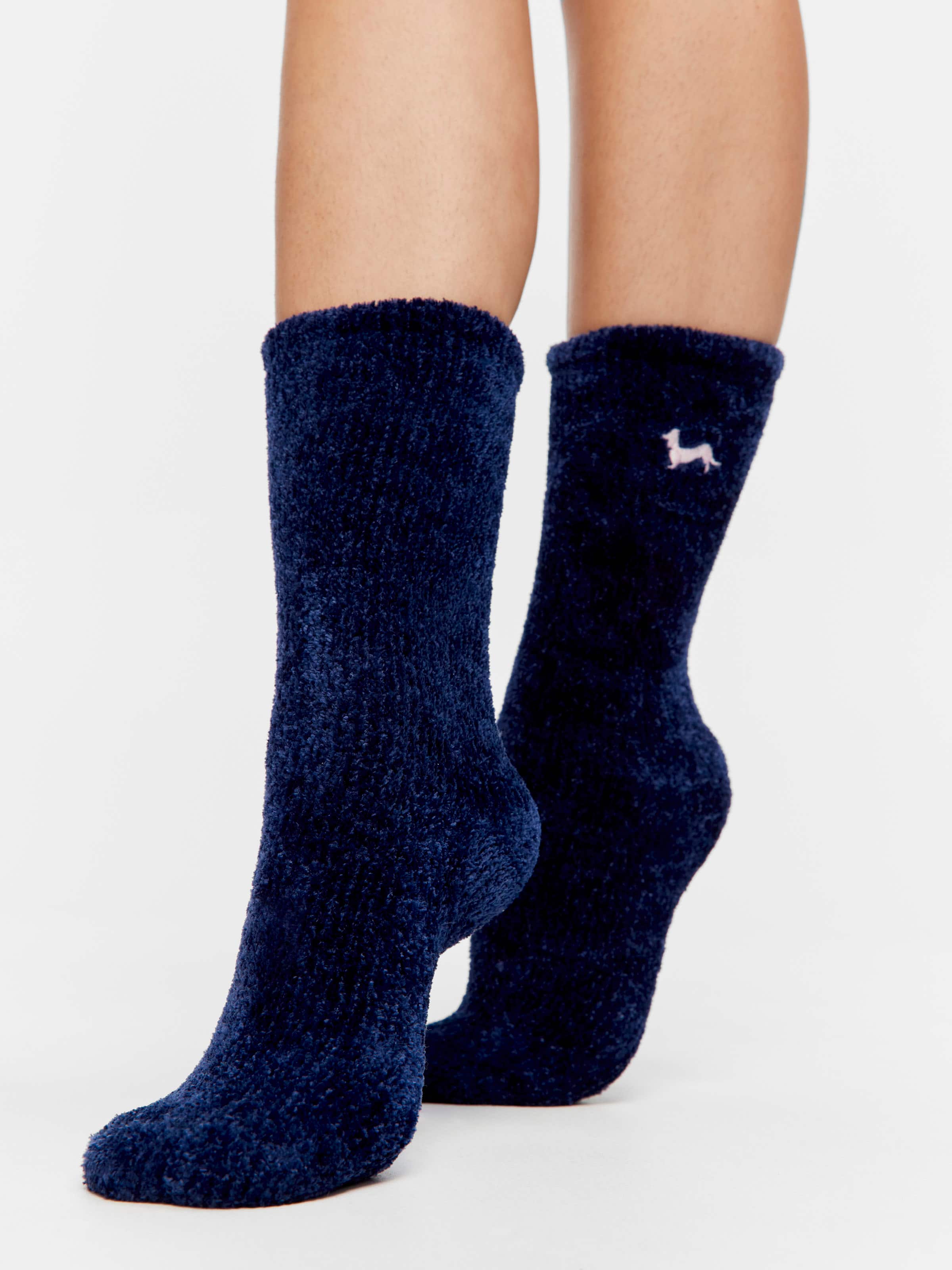 Soft Chenille Navy Mid Sock