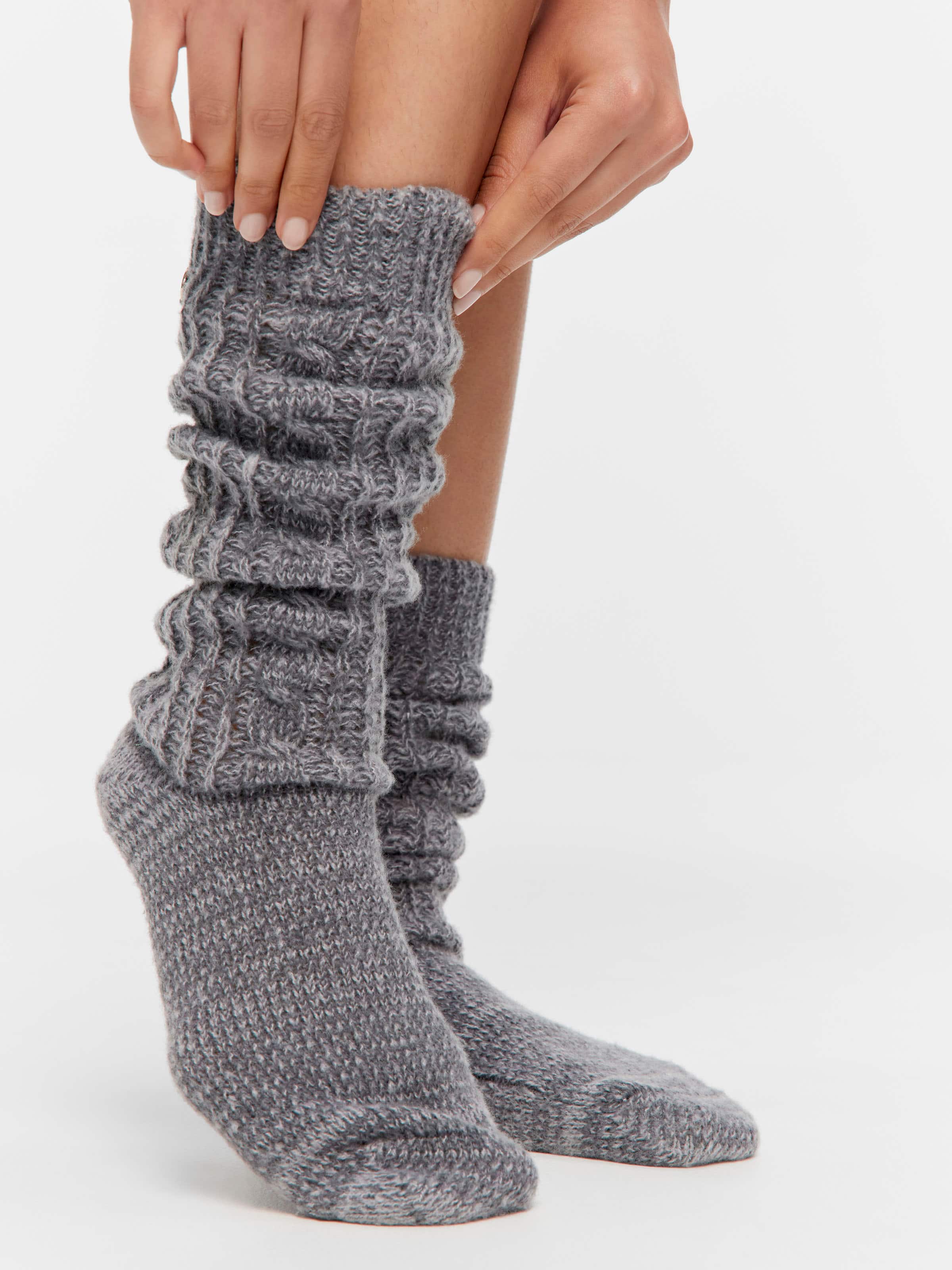 Charcoal Chunky Cable Sock