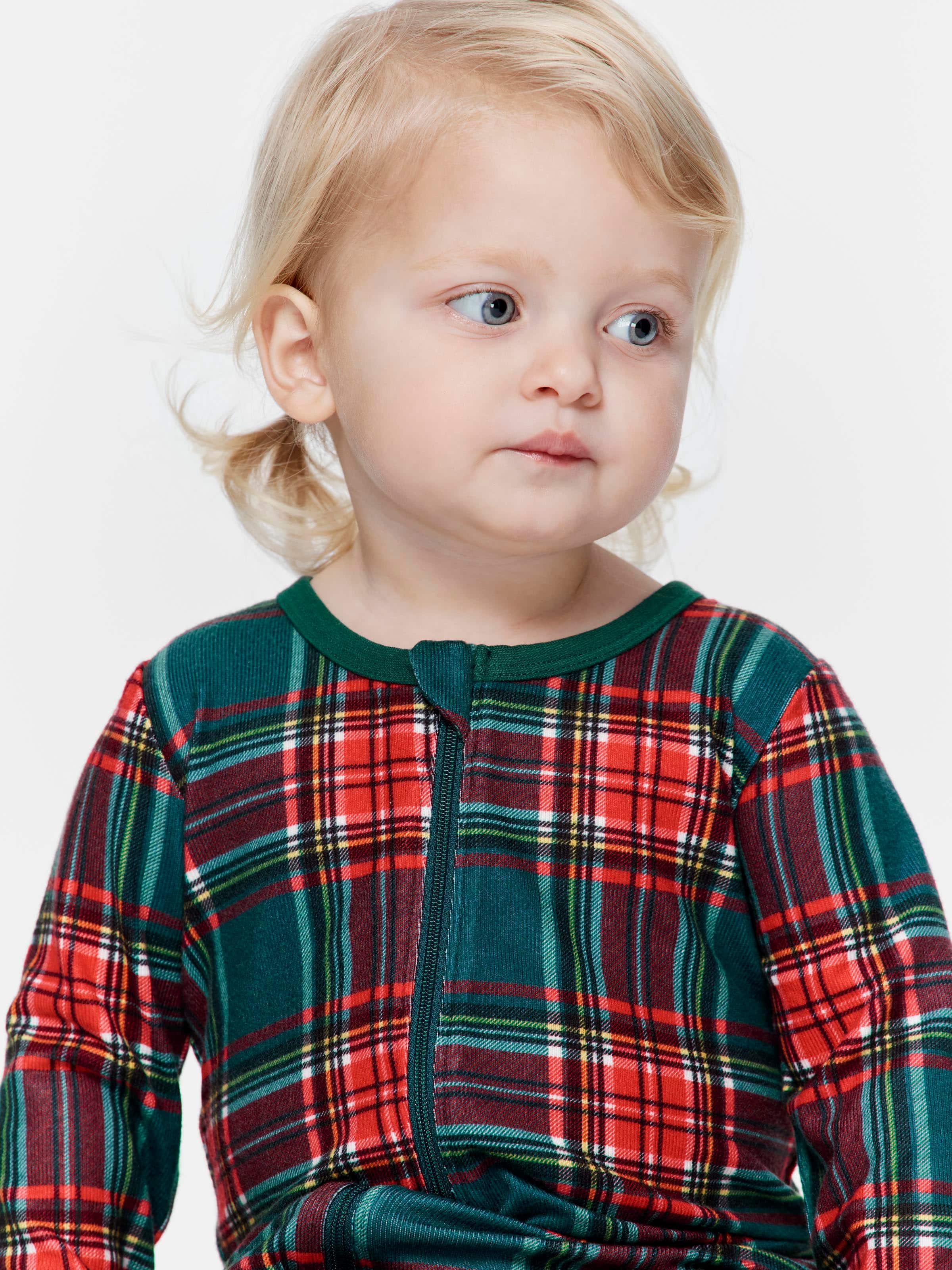 Babies Winter Plush Tartan Onesie
