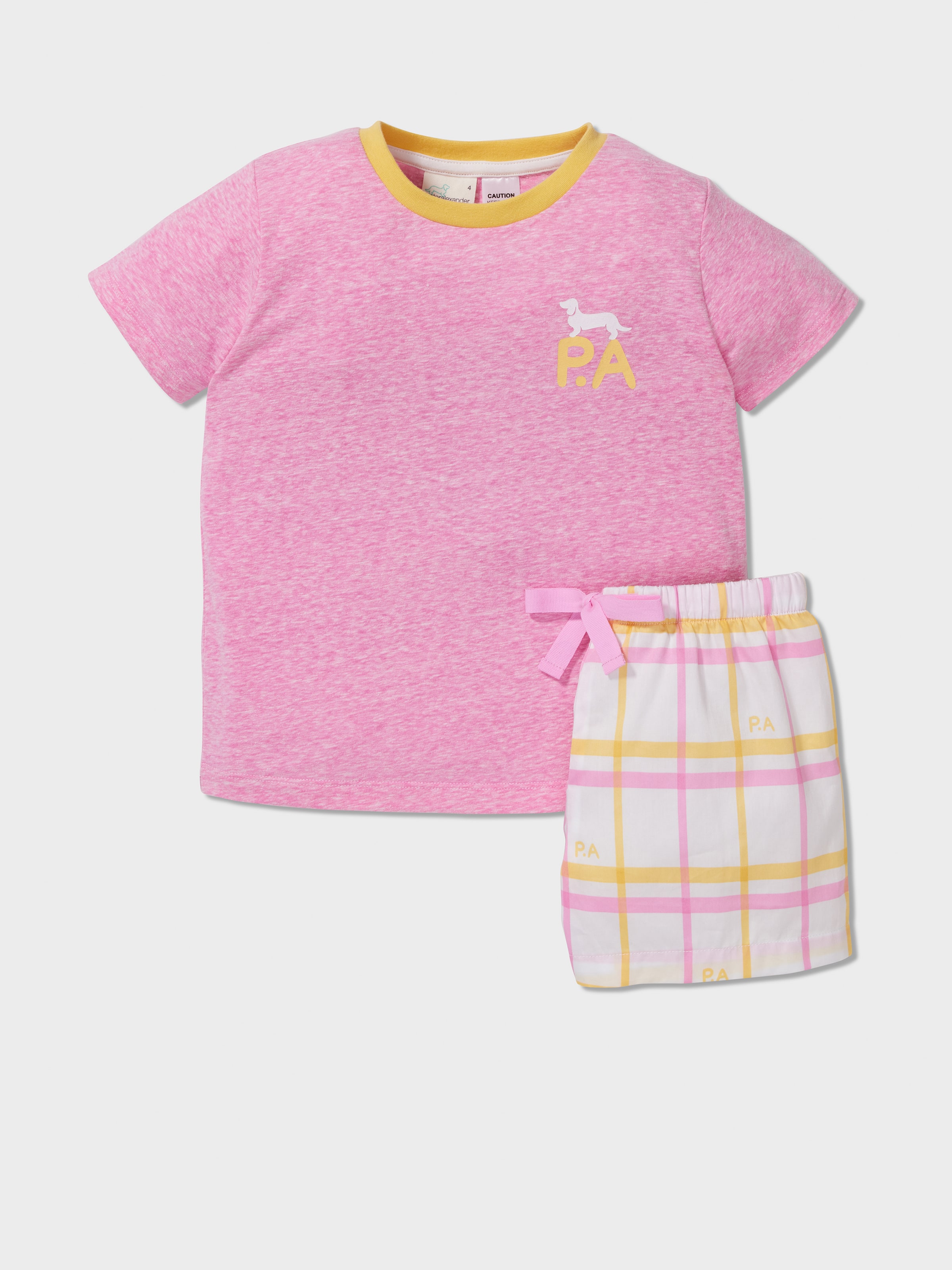 Jnr Girls Pink Check Pj Set