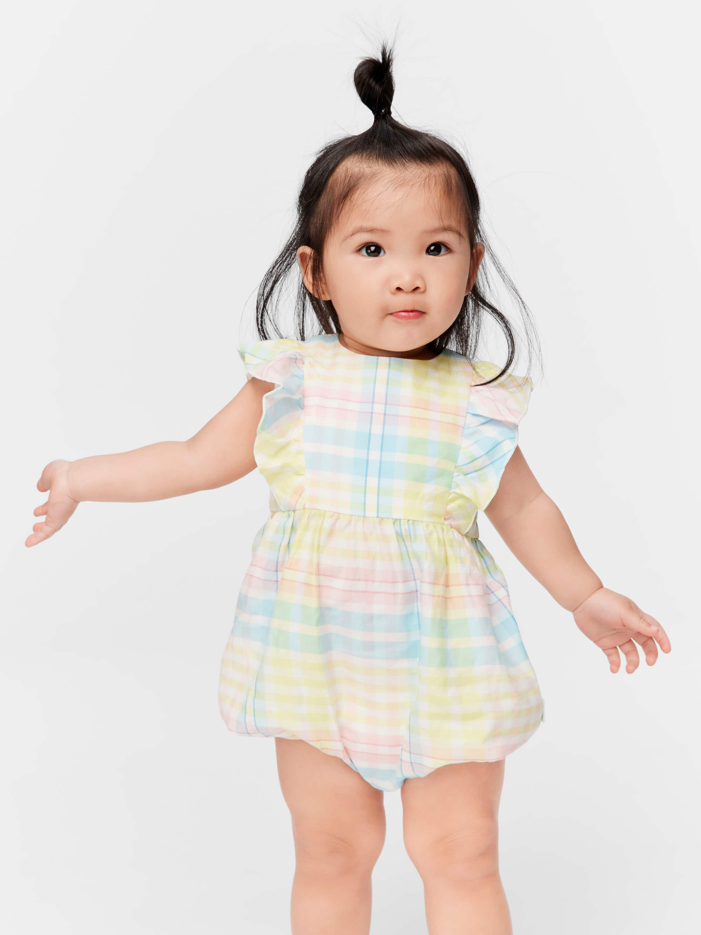 Baby Pastel Check Frill Romper