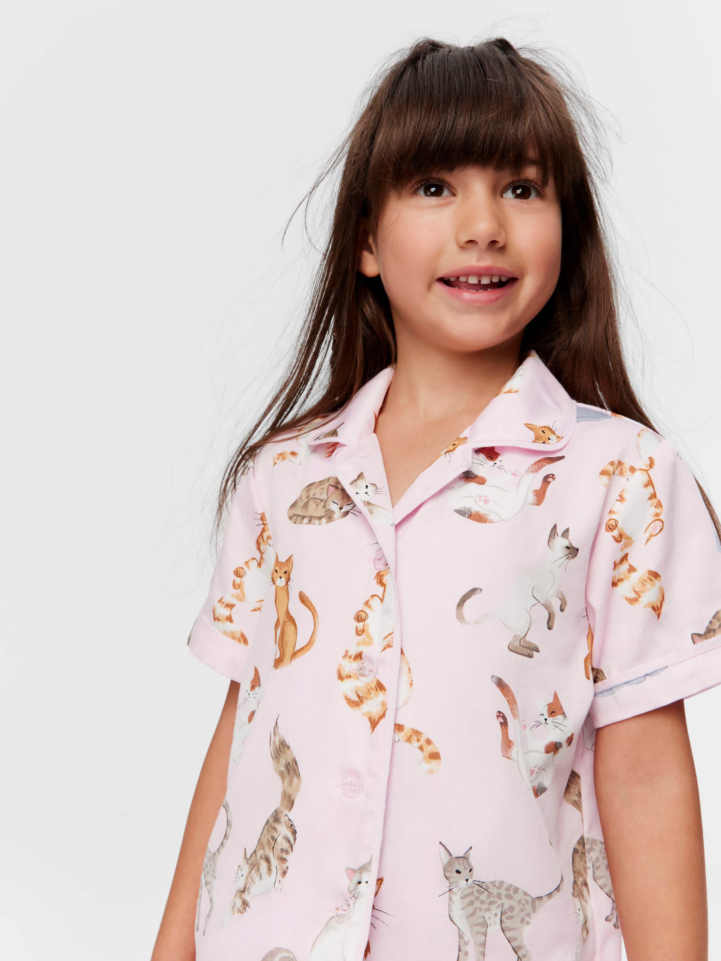 Jnr Girls Playful Cats Classic Pj Set