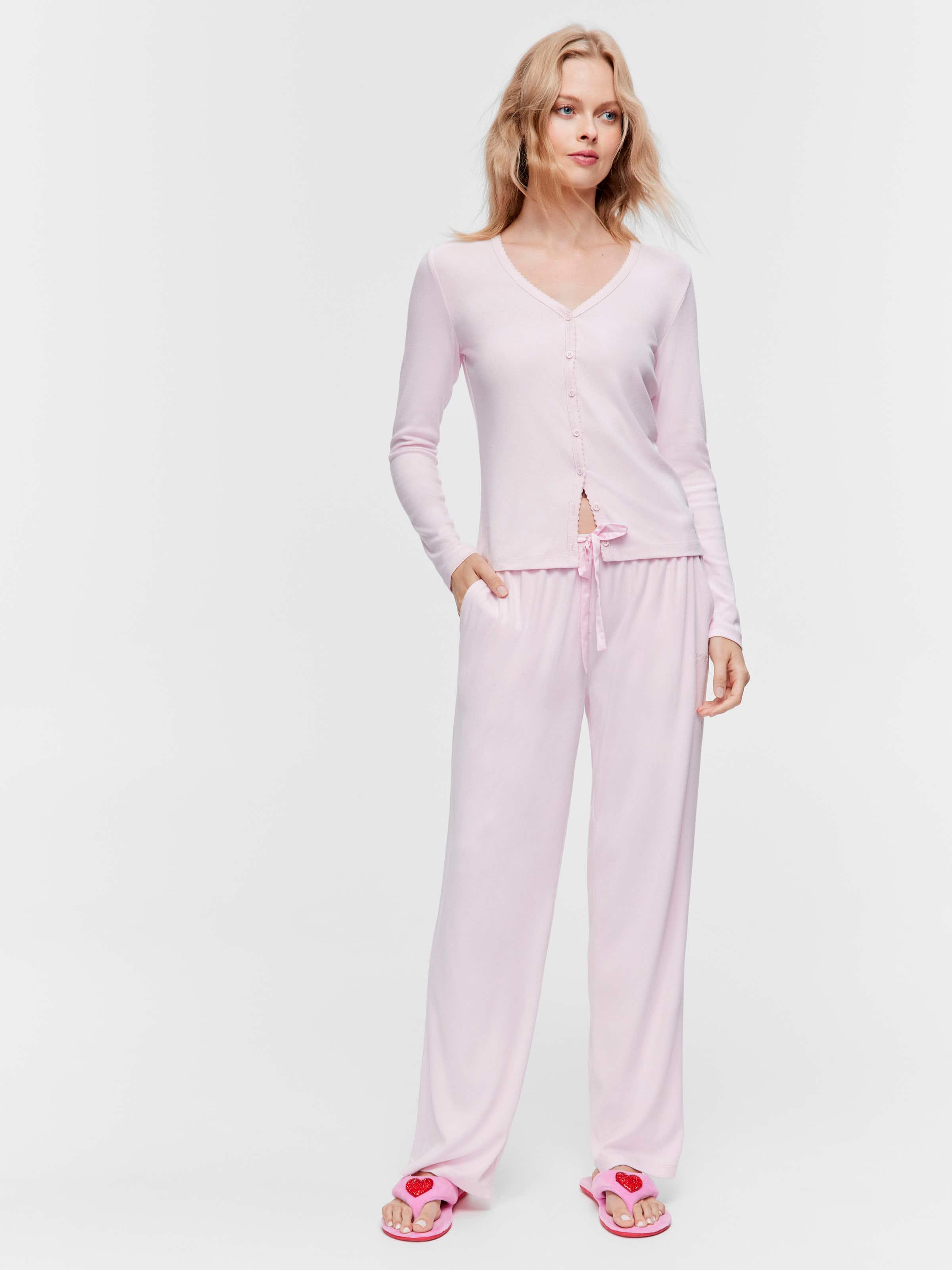 Heart Pointelle Long Wide Leg Pj Pant