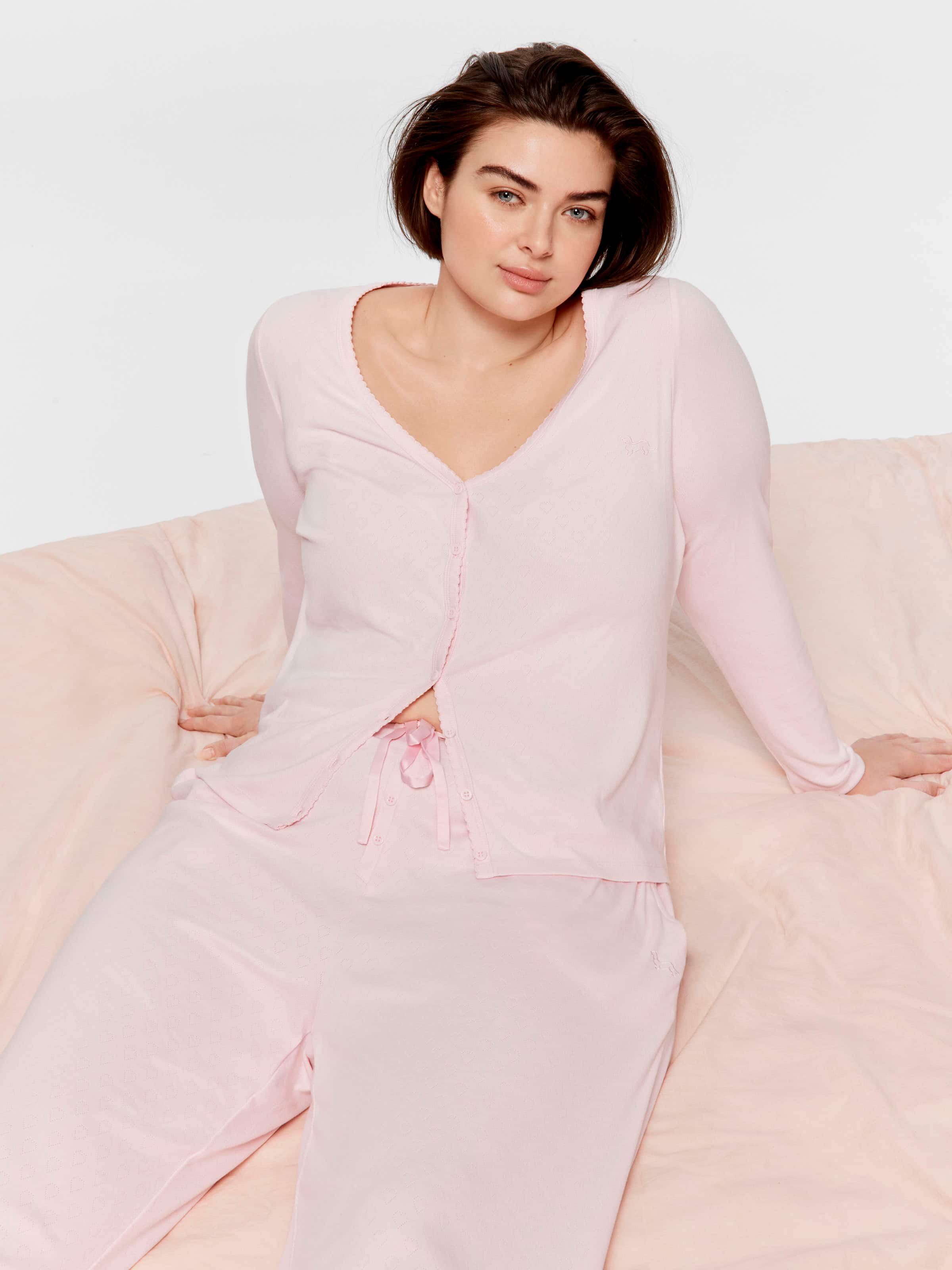 P.A. Plus Heart Pointelle Long Wide Leg Pj Pant
