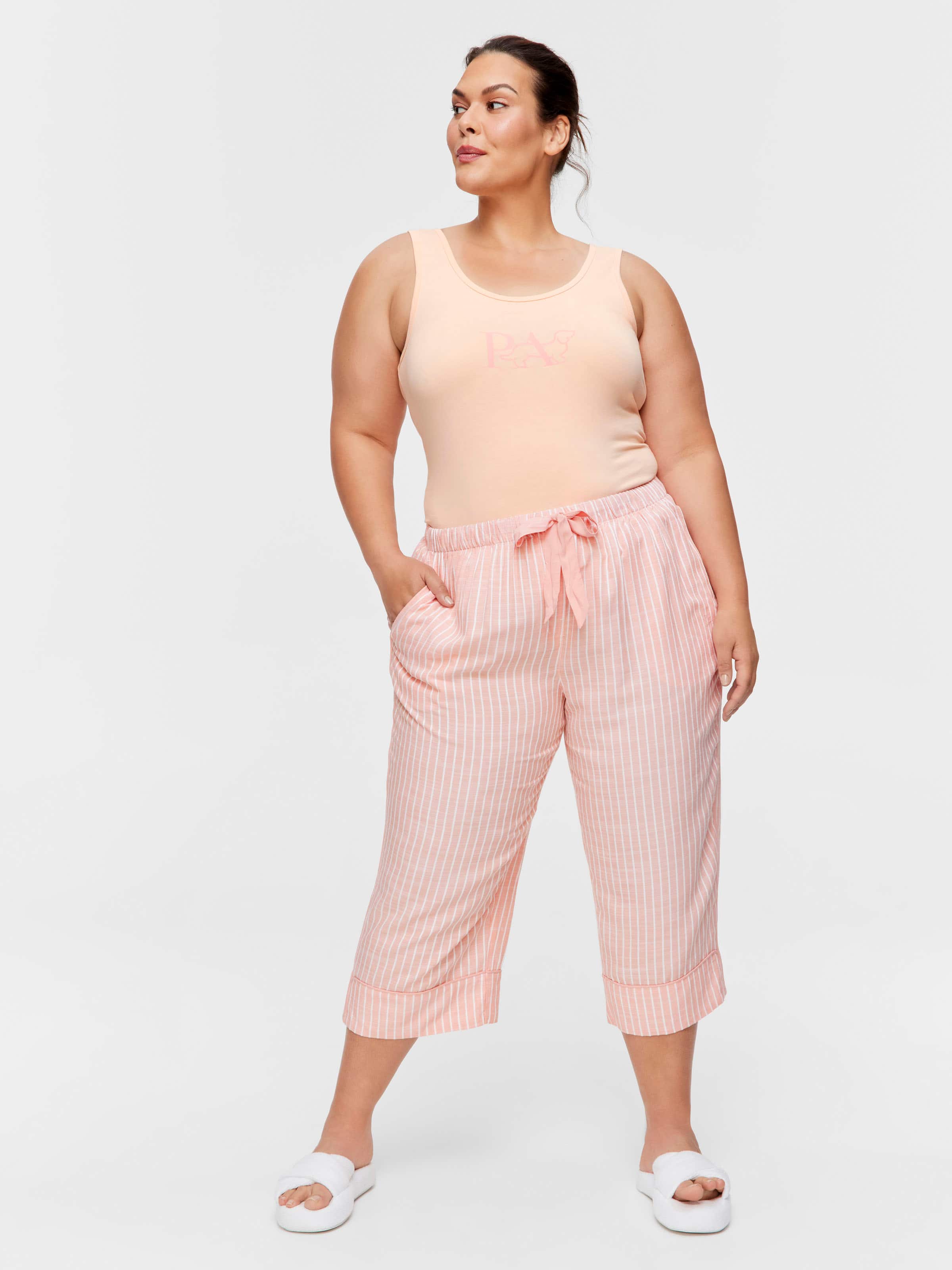 P.A. Plus Pink Viscose Dobby 3/4 Pj Pant