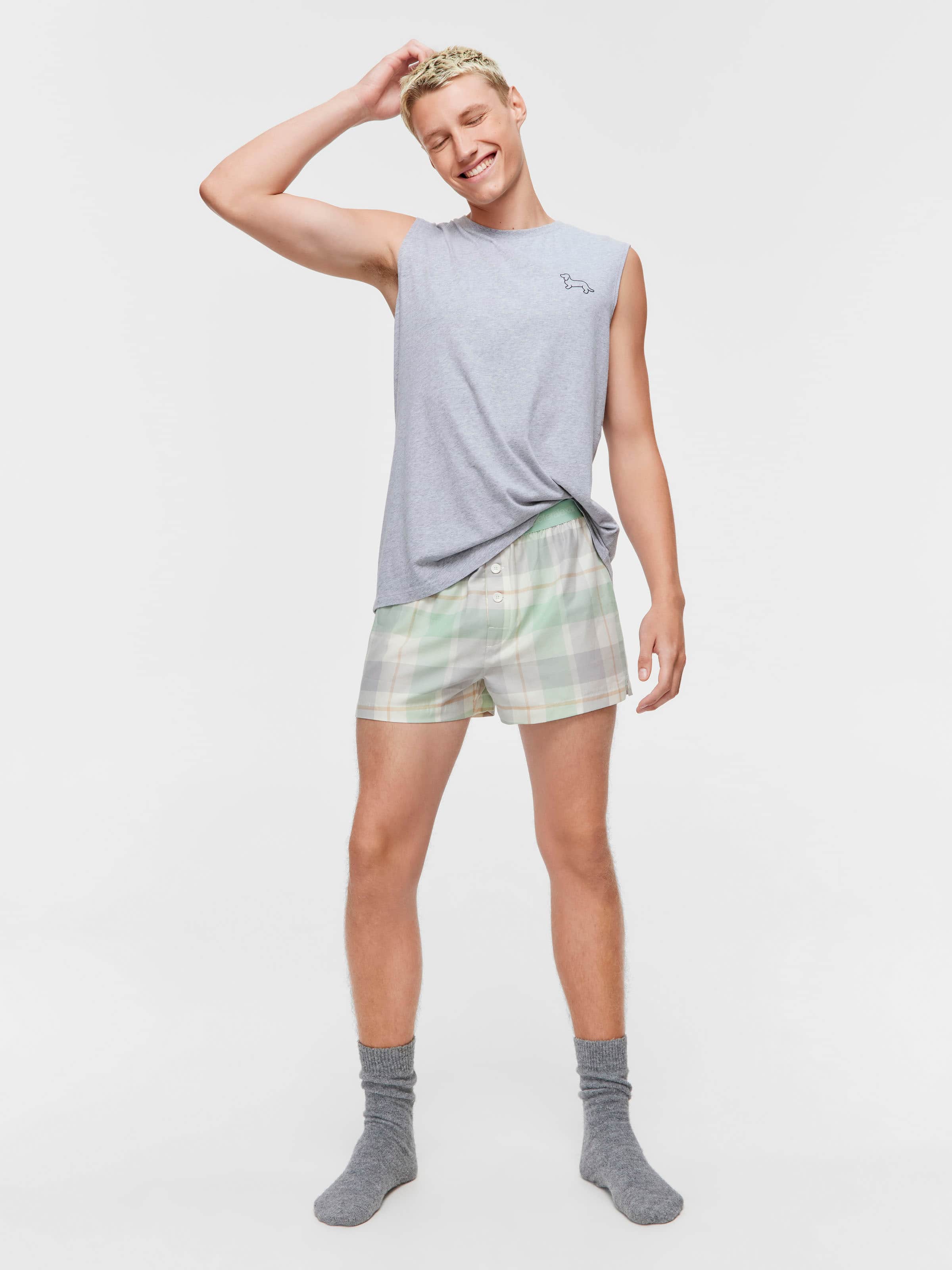 Mint Check Boxer Short