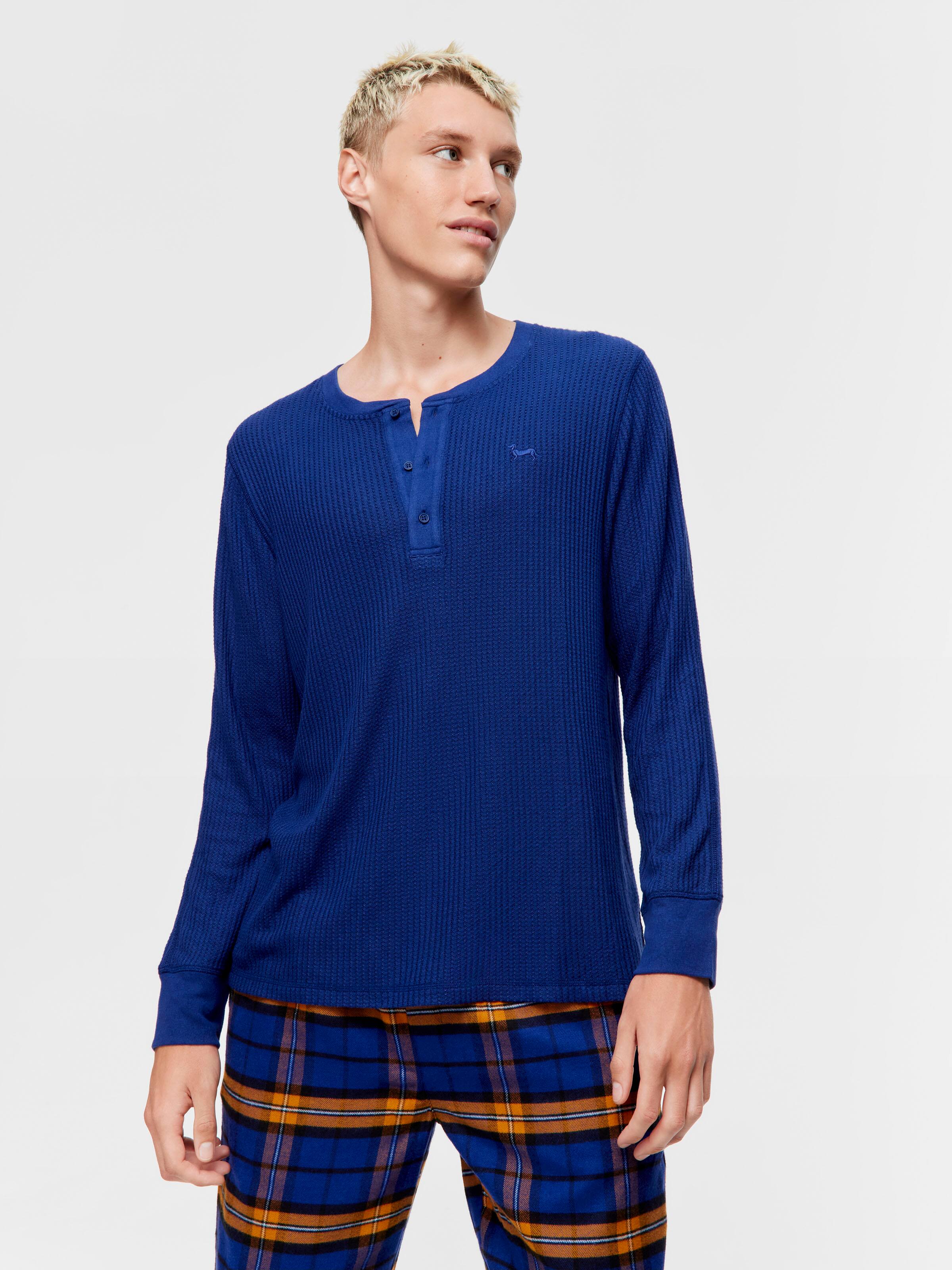 Navy Waffle Henley