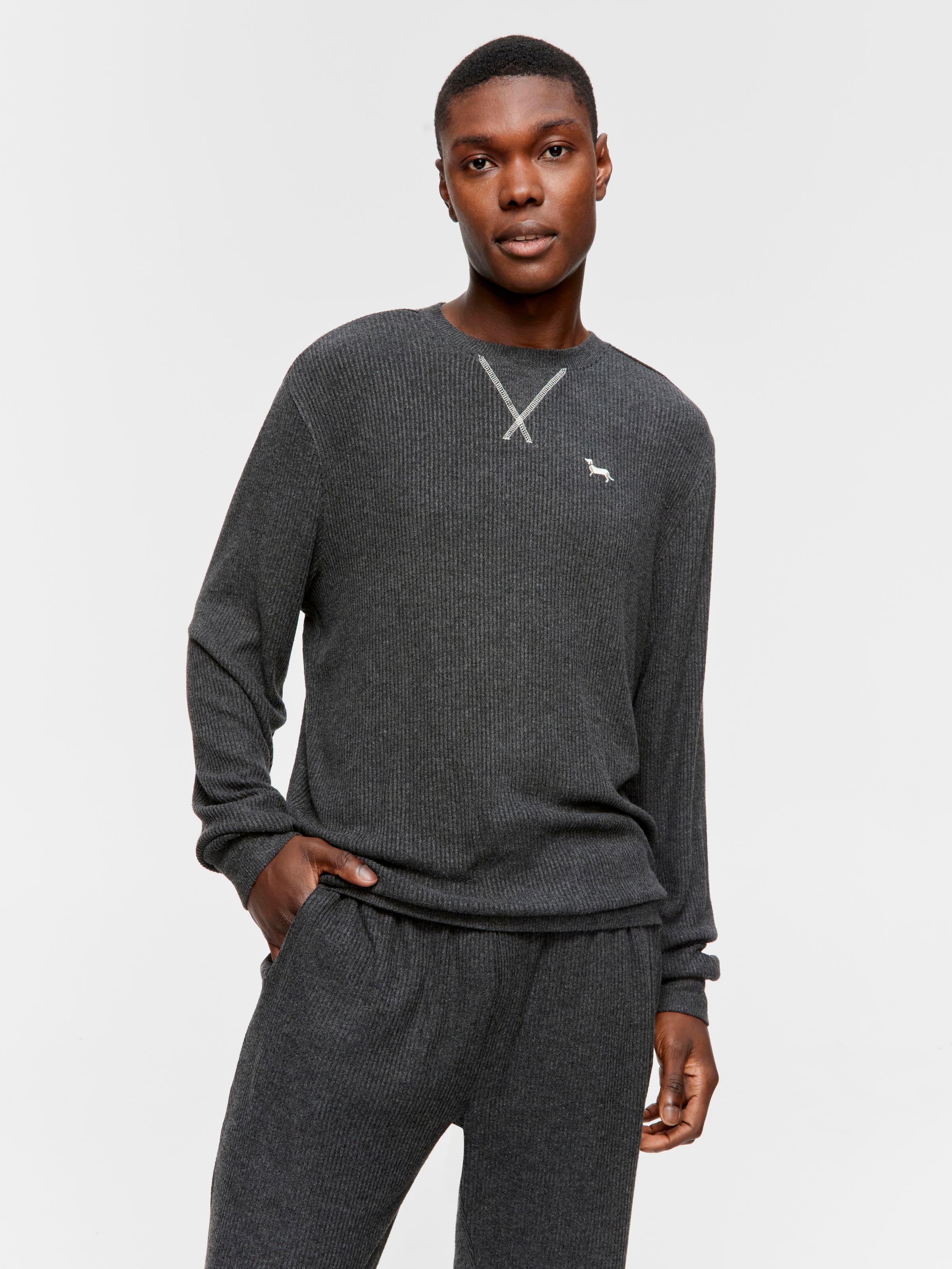 Charcoal Brushed Rib Sweater