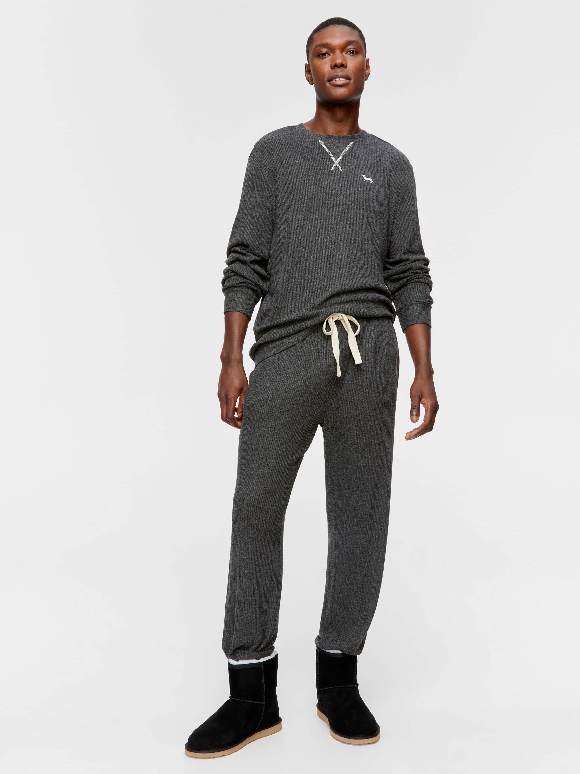 Charcoal Brushed Rib Pj Pant