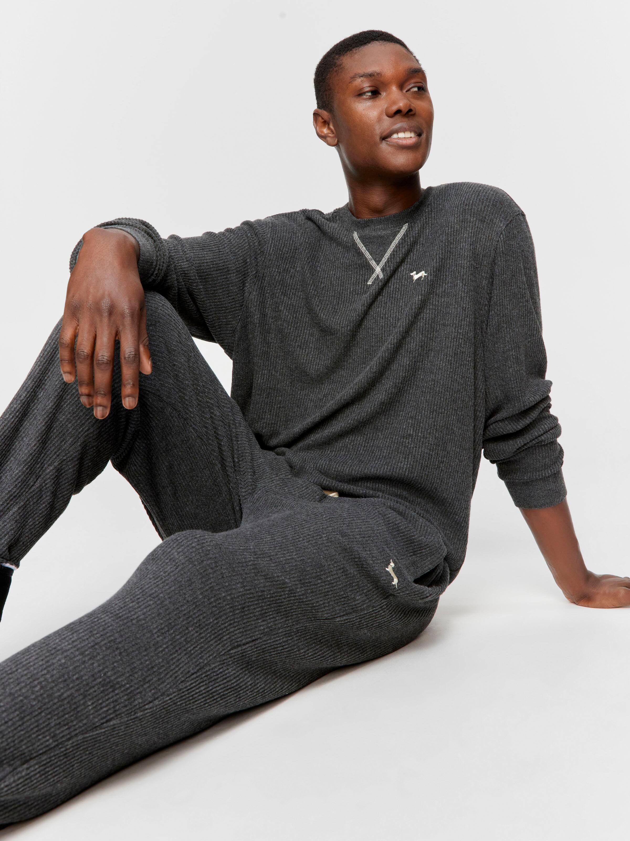 Charcoal Brushed Rib Pj Pant