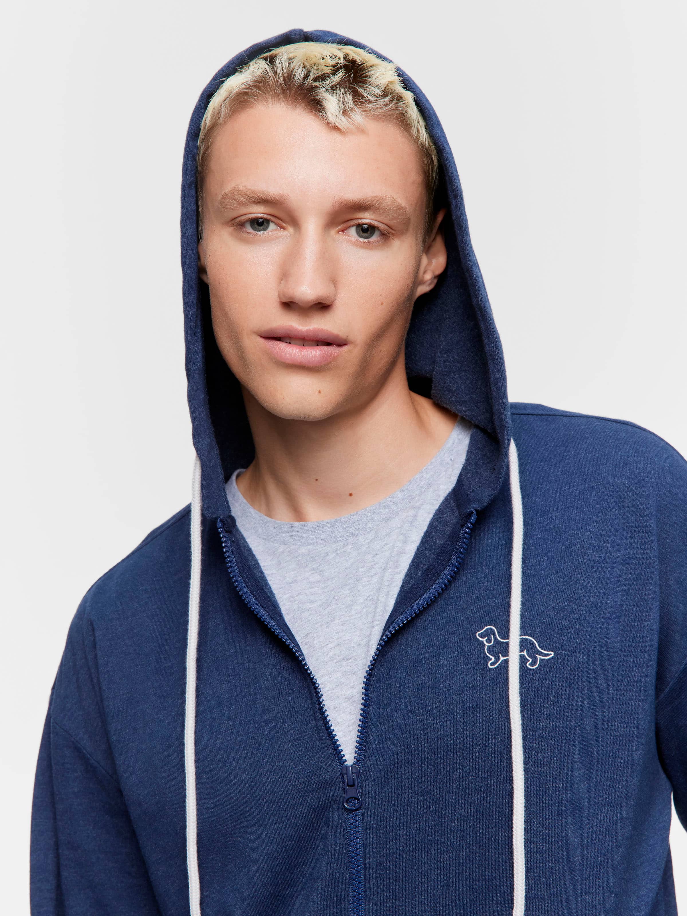 Navy Fleece Zip Hoodie