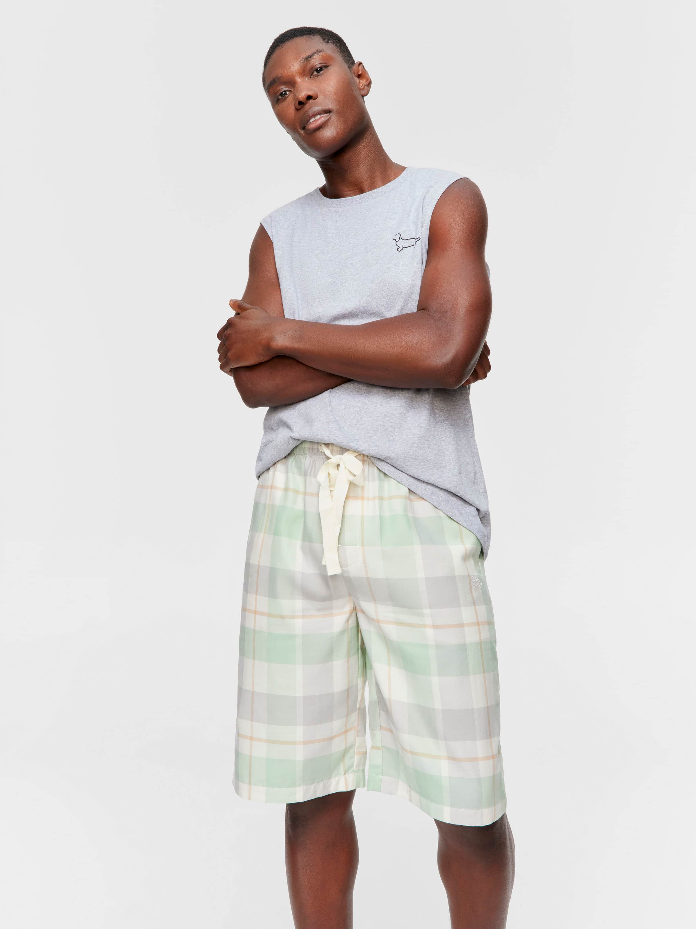 Mint Check Sleep Short