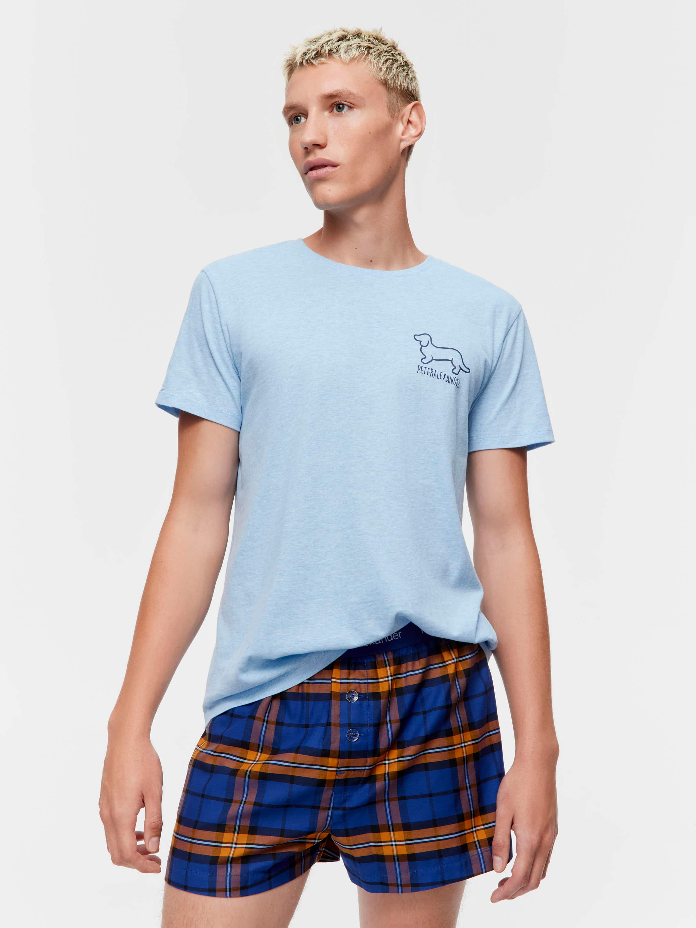 Navy Check Boxer Short