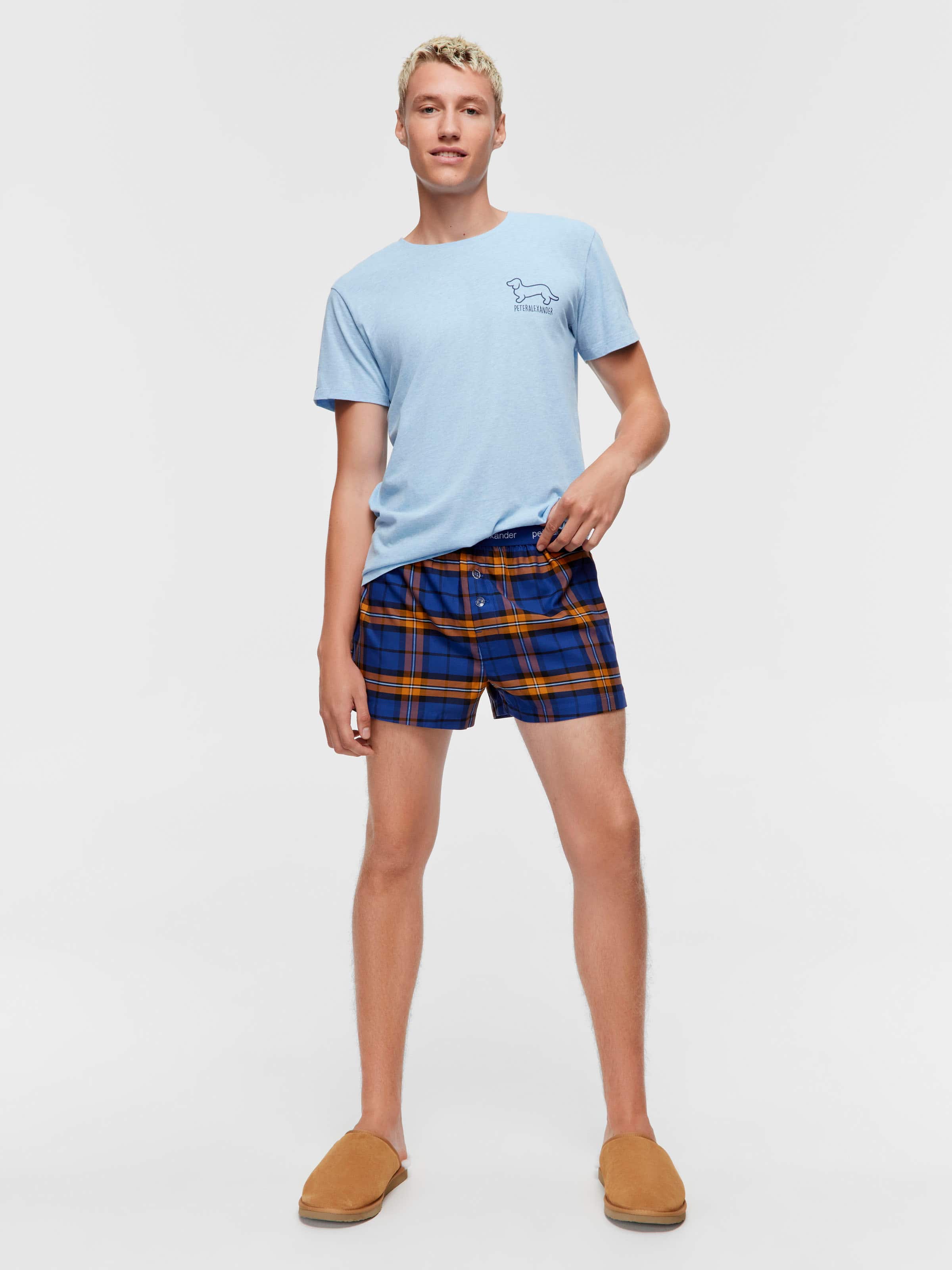 Navy Check Boxer Short