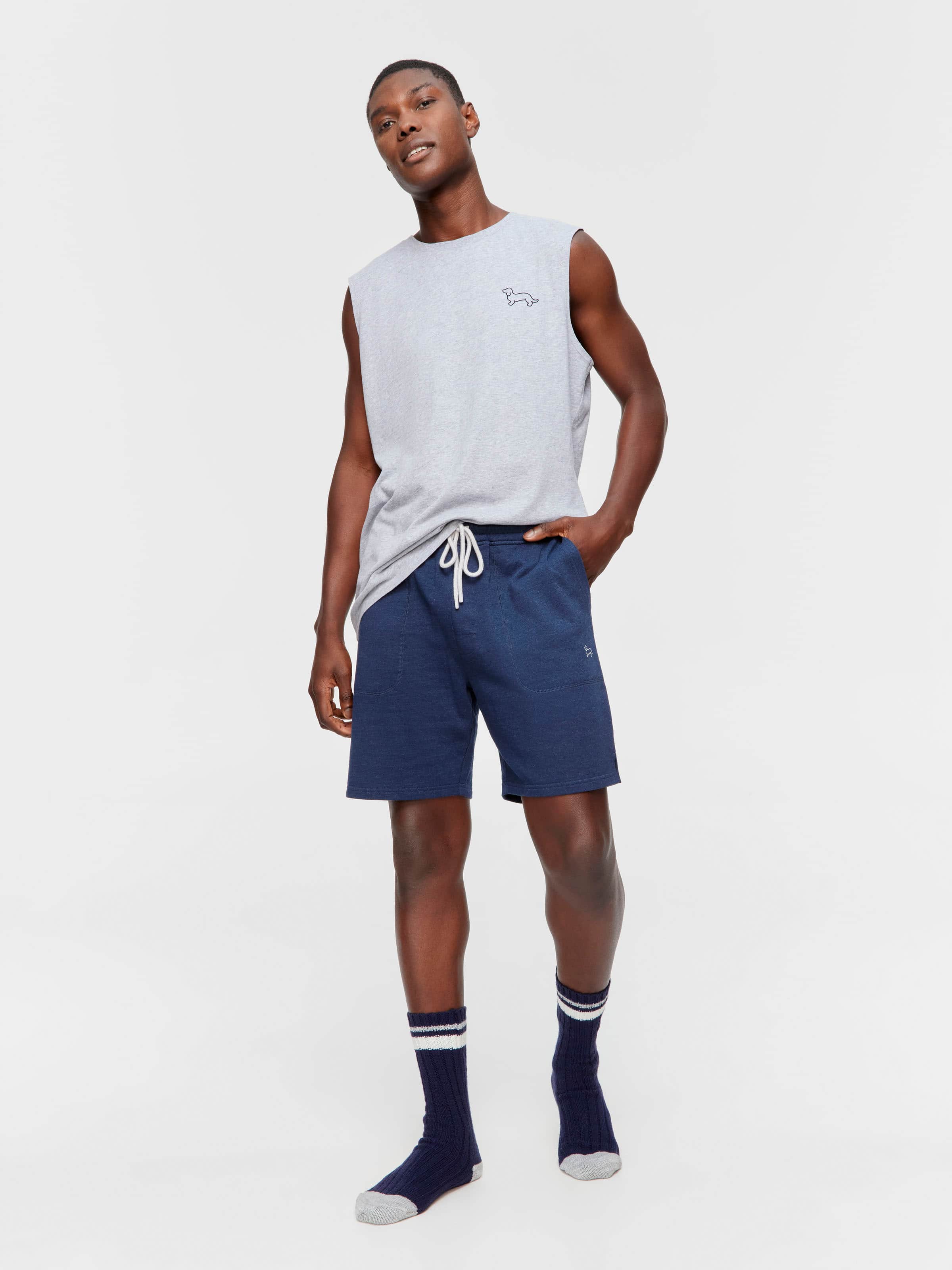 Navy Fleece Mid Short