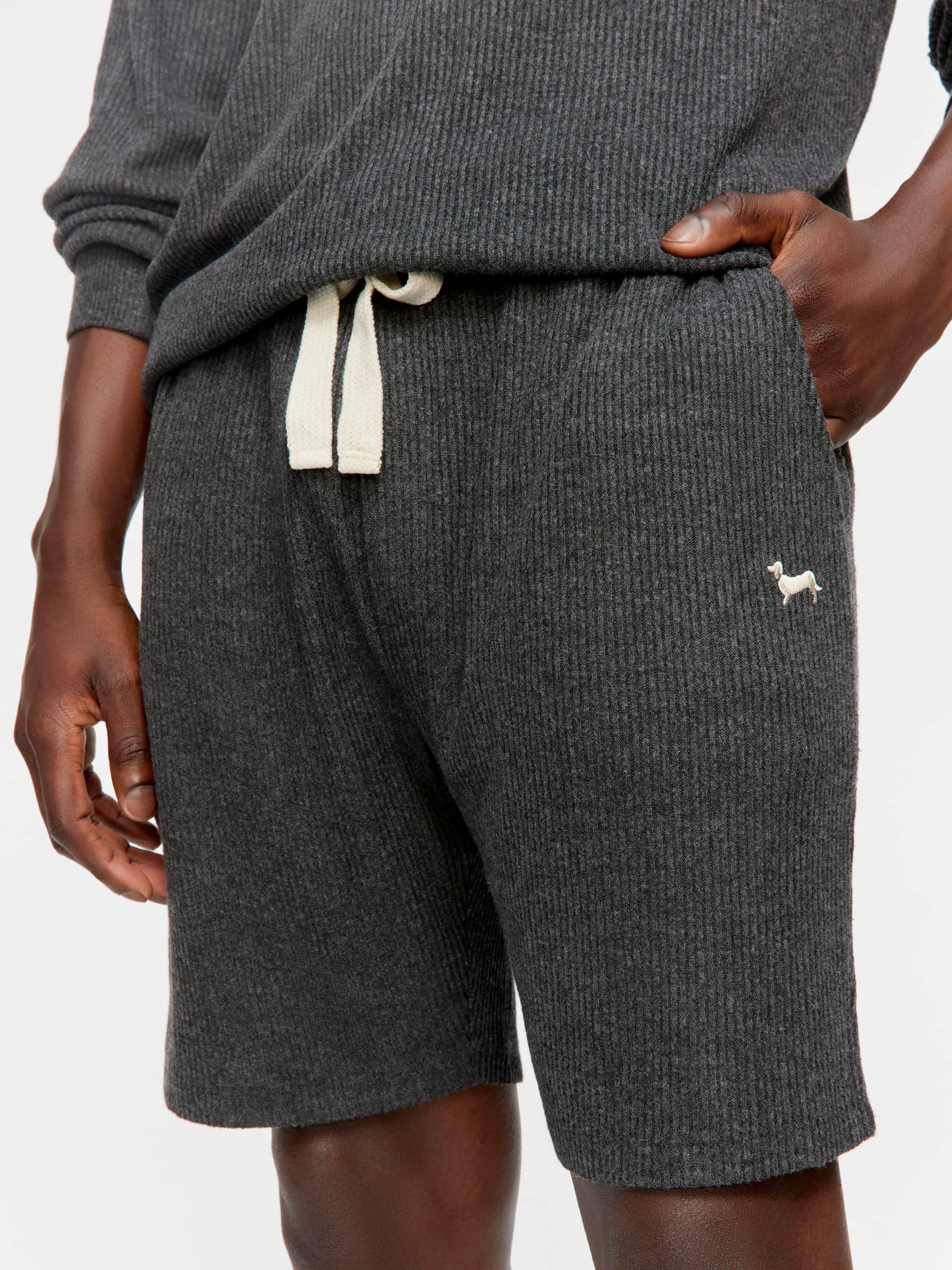 Charcoal Brushed Rib Mid Short