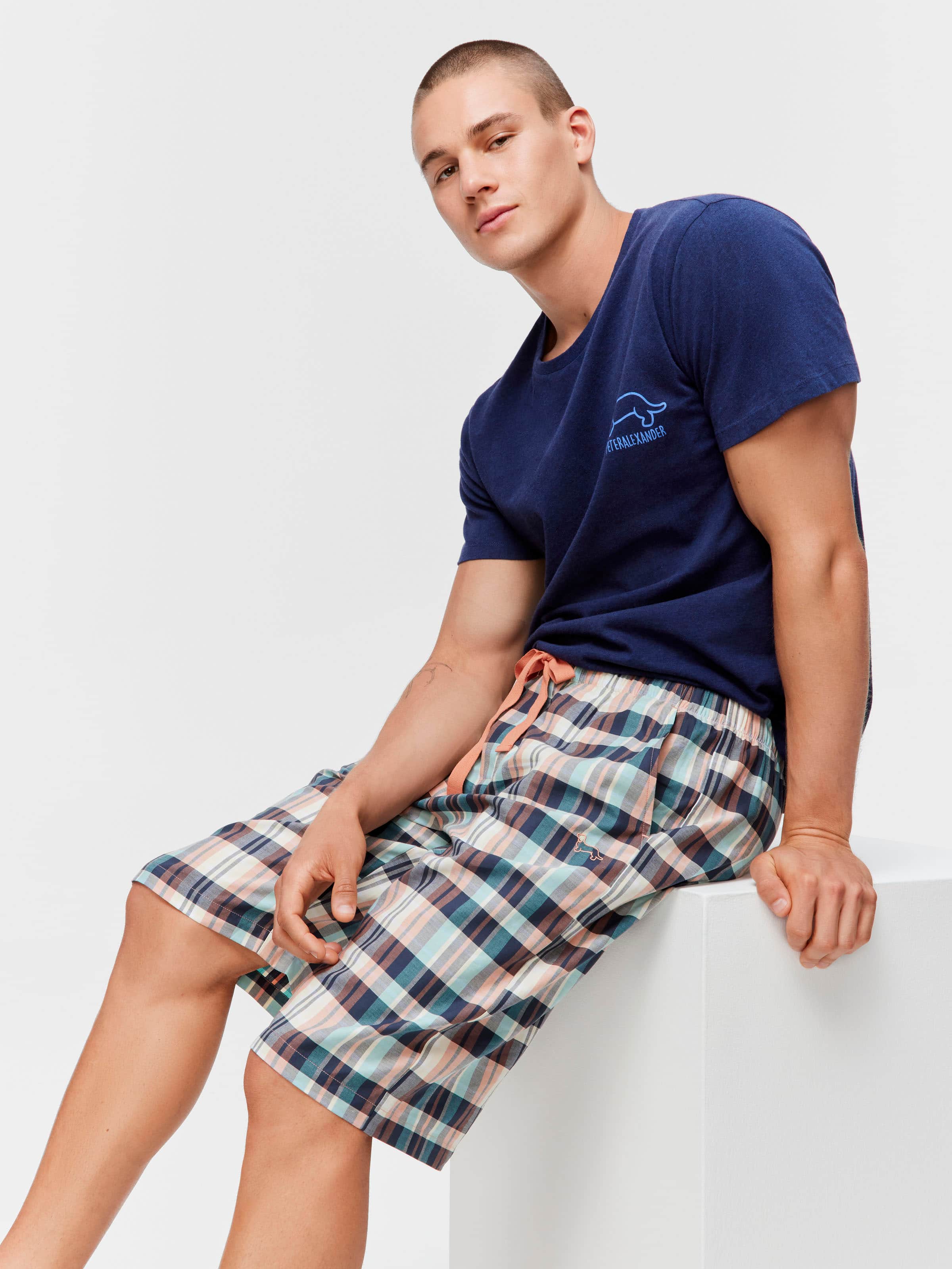 Black Check Sleep Short