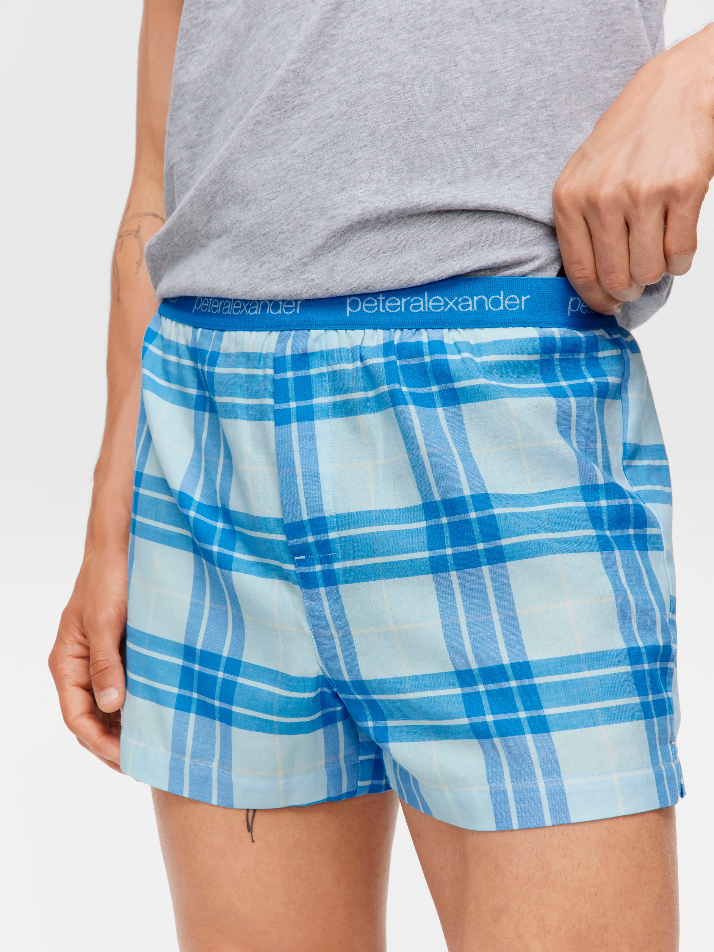 Blue Windowpane Boxer Short