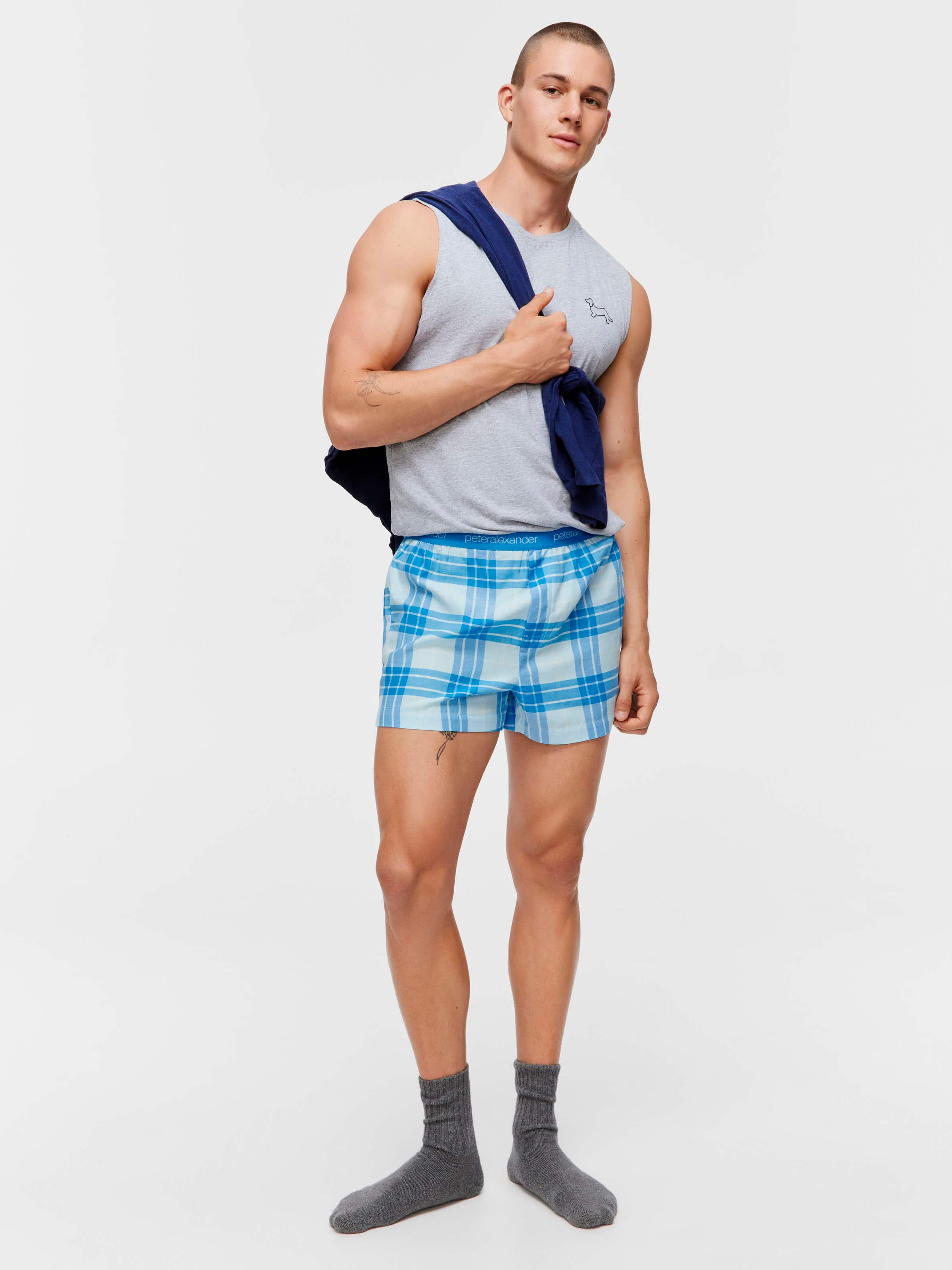 Blue Windowpane Boxer Short
