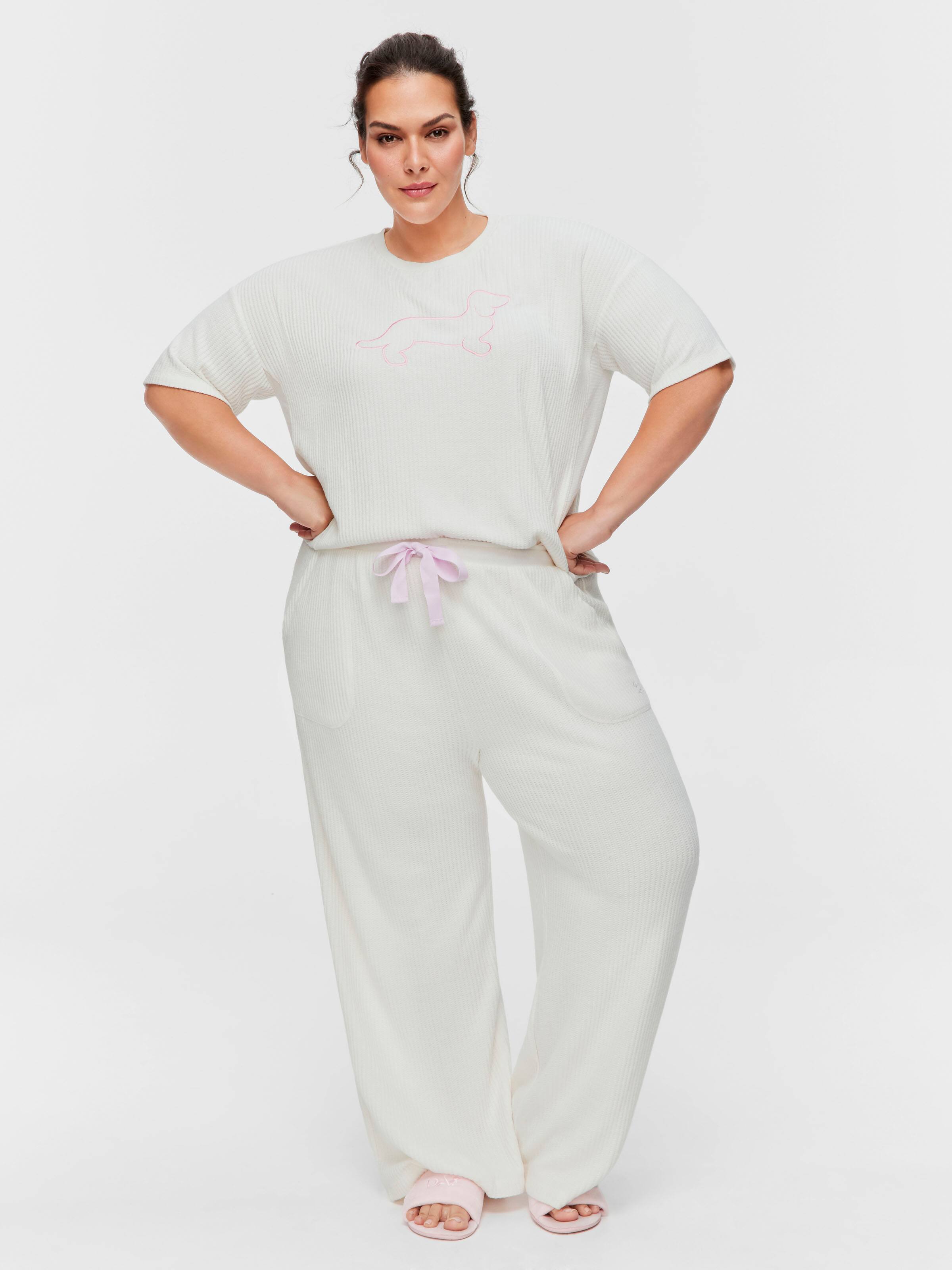 P.A. Plus Brushed Waffle Wide Leg Pj Pant