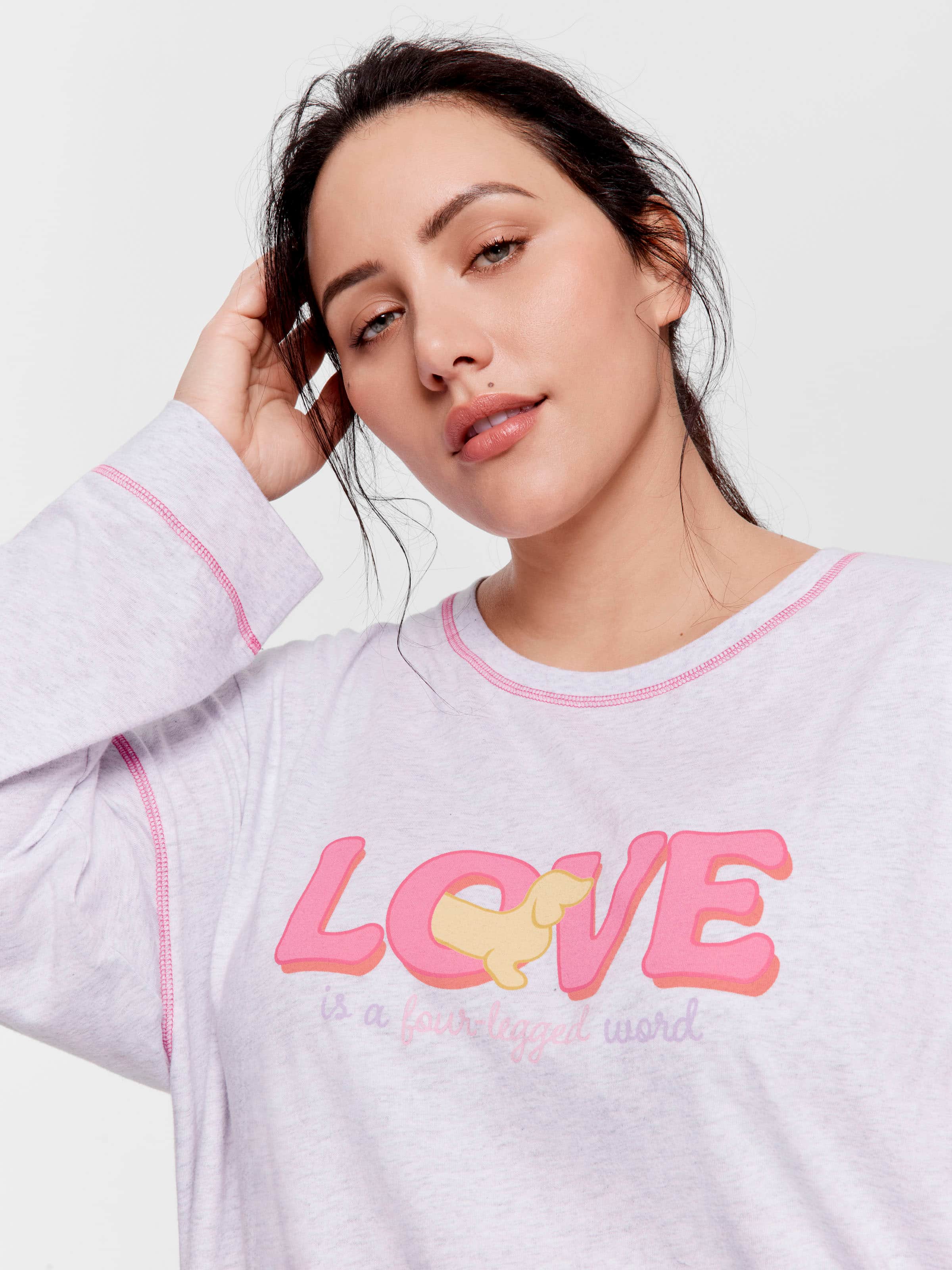 P.A. Plus Love Is A 4 Legged Word Oversized Long Sleeve Top