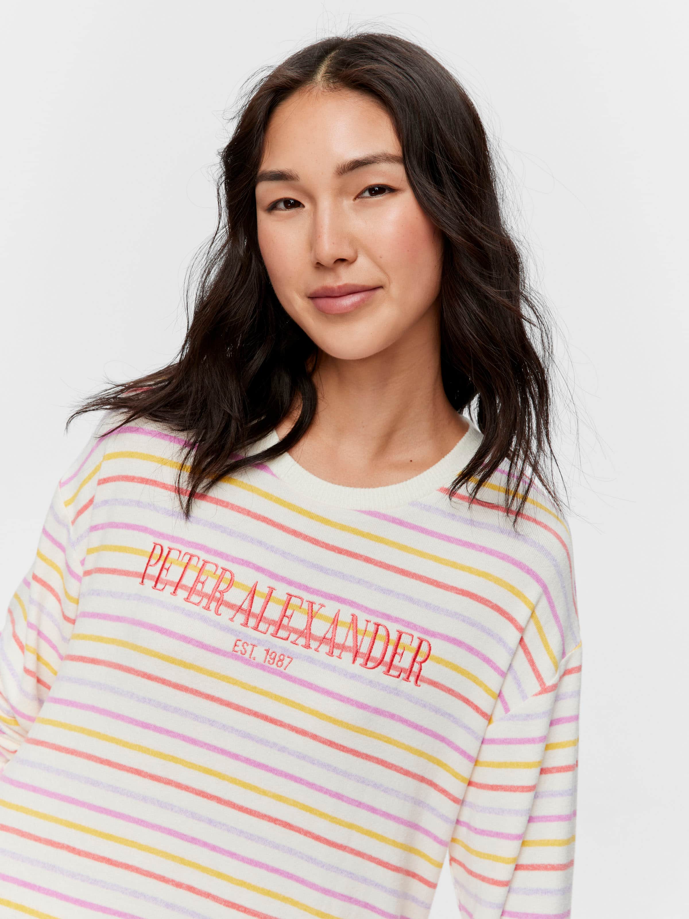 Fuzzy Colourful Stripe Long Sleeve Nightie