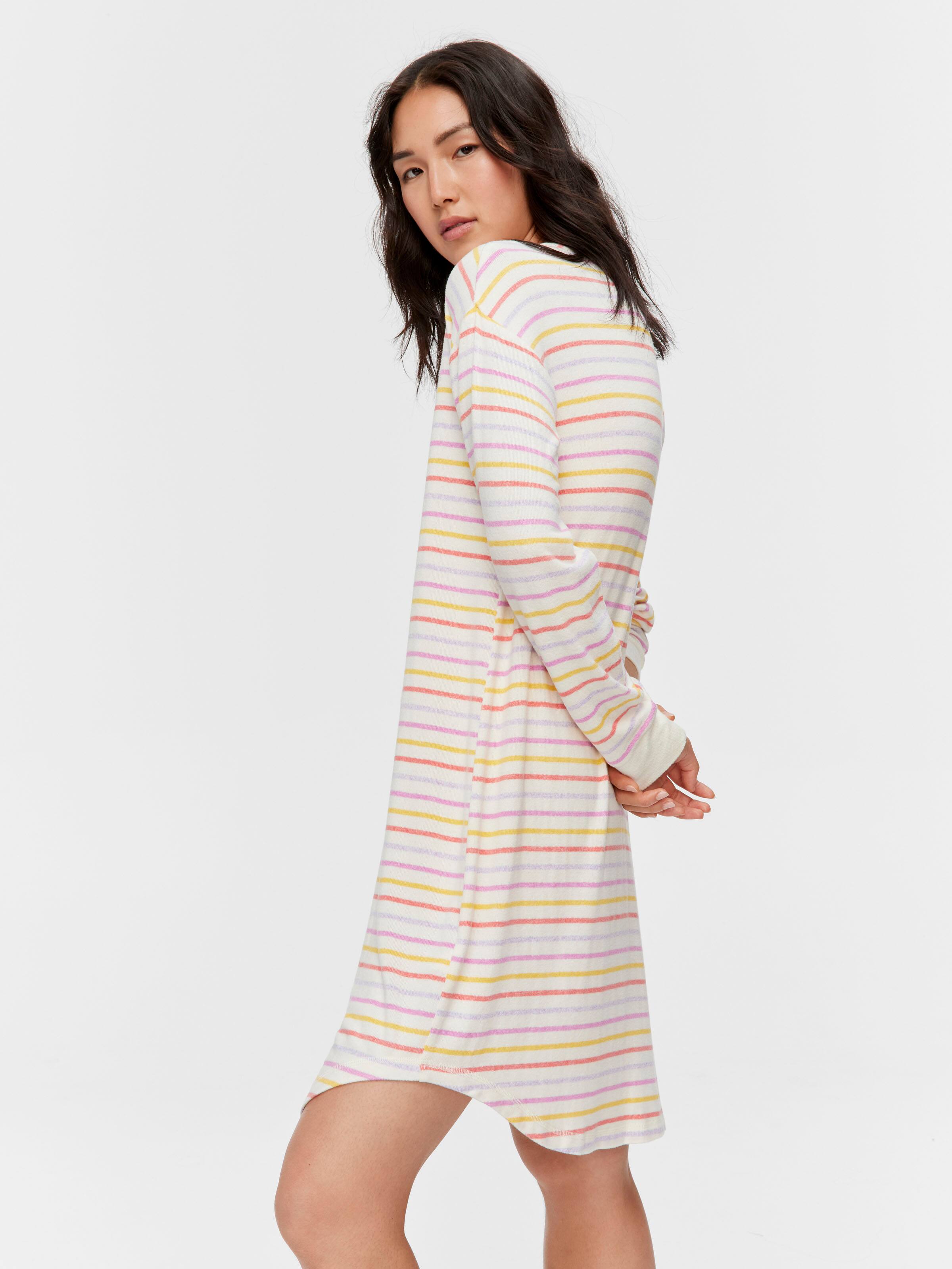 Fuzzy Colourful Stripe Long Sleeve Nightie