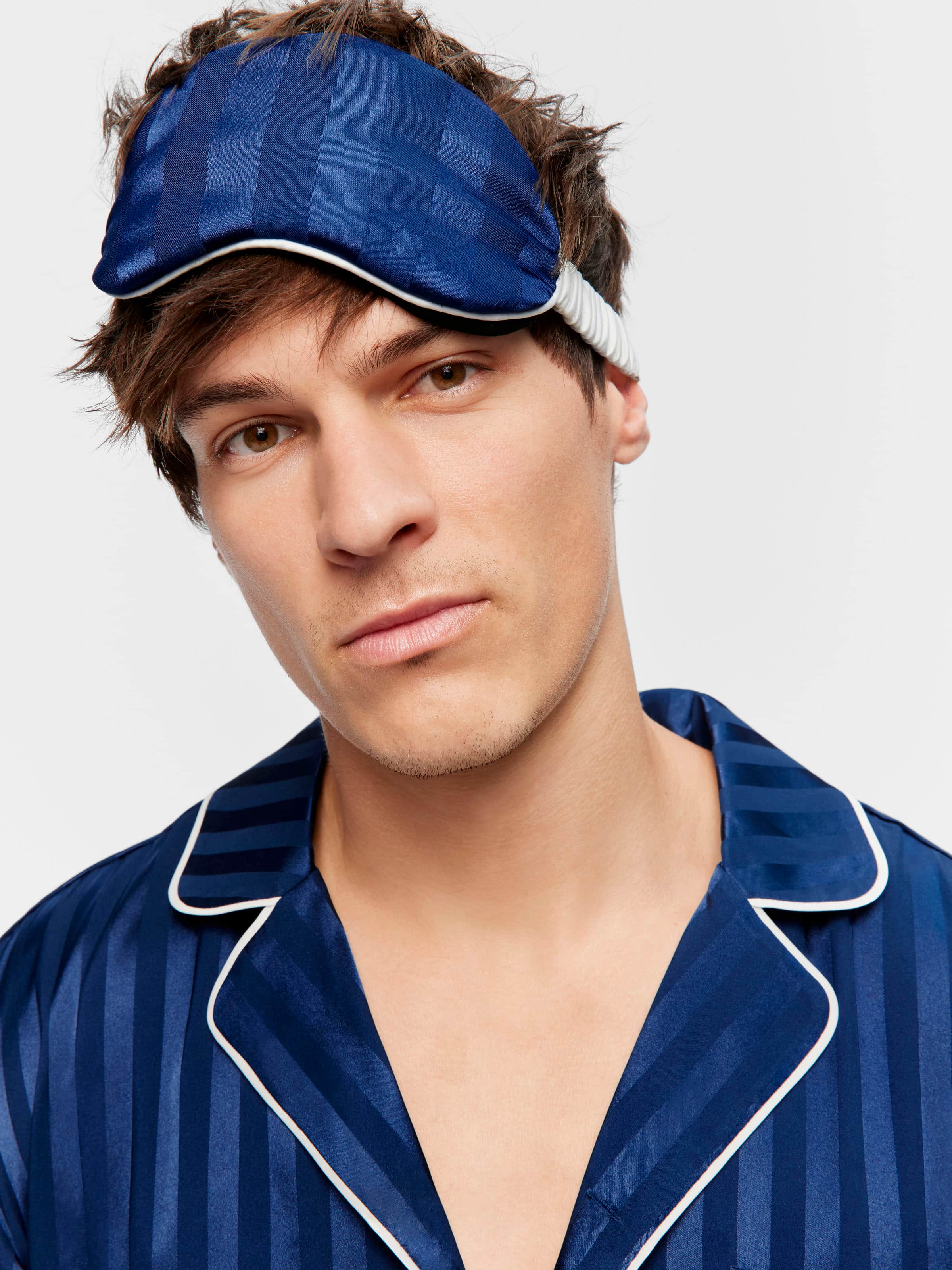 Navy Stripe Satin Eyemask