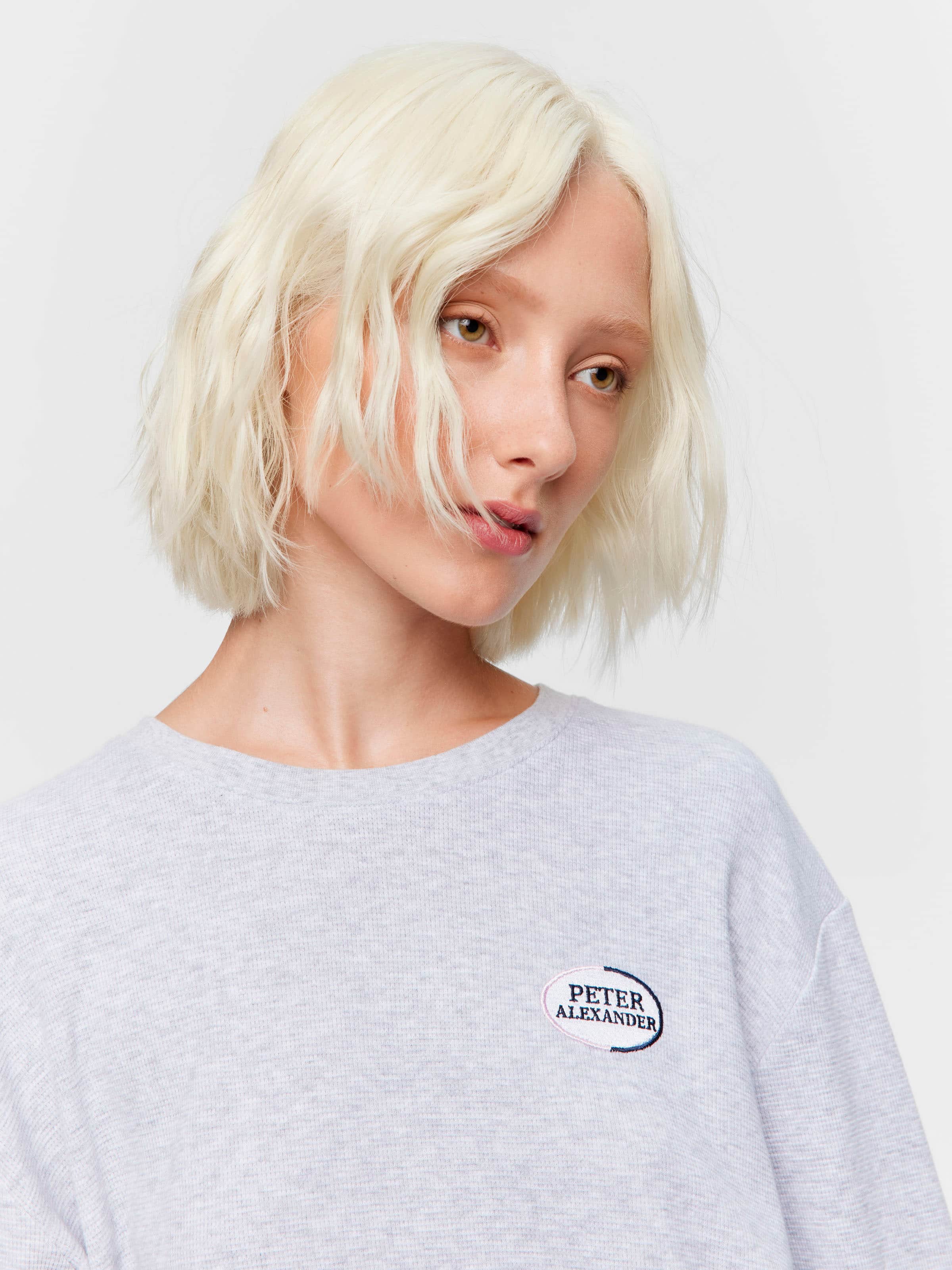 Grey Logo Waffle Sweater