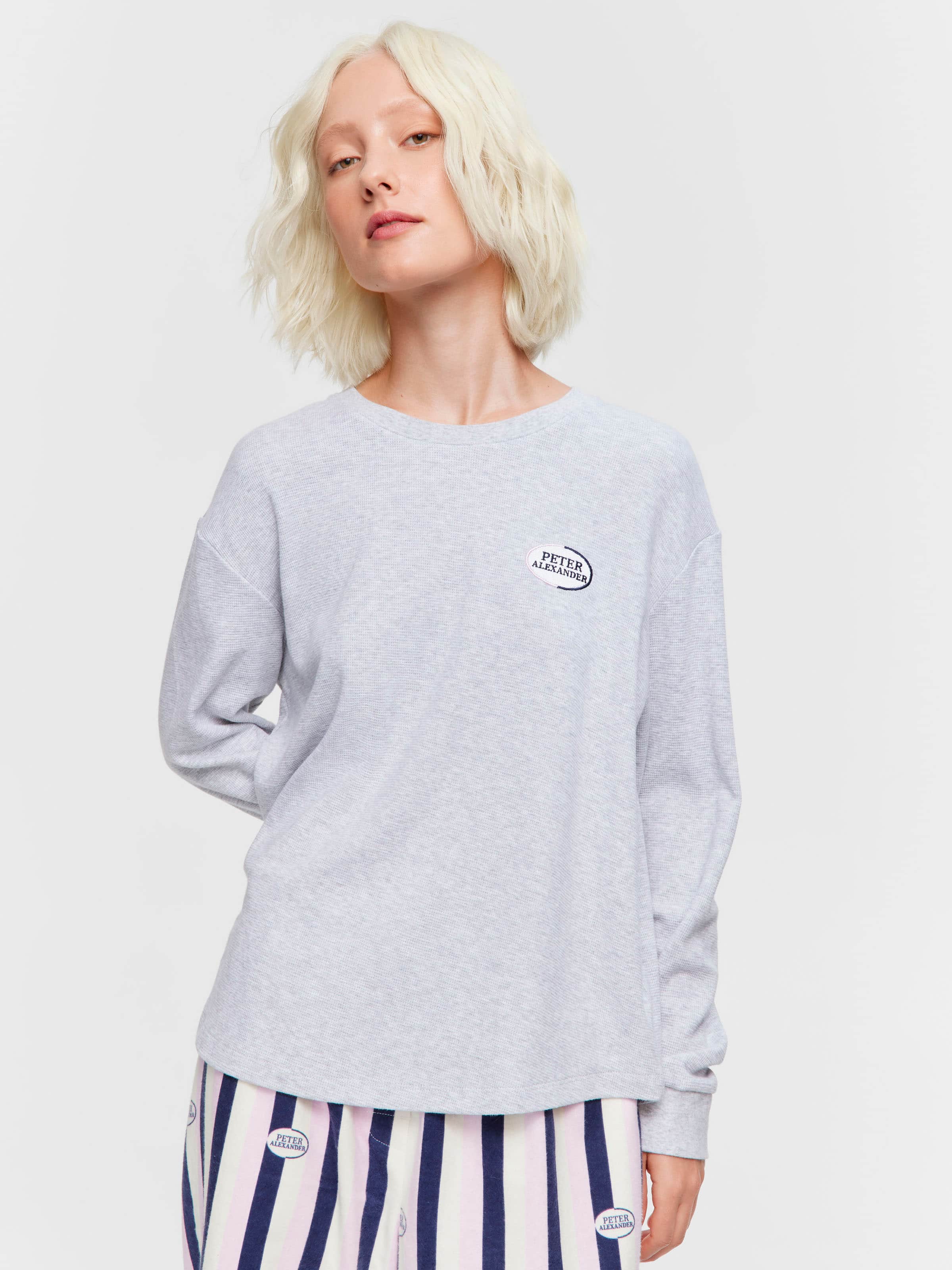 Grey Logo Waffle Sweater