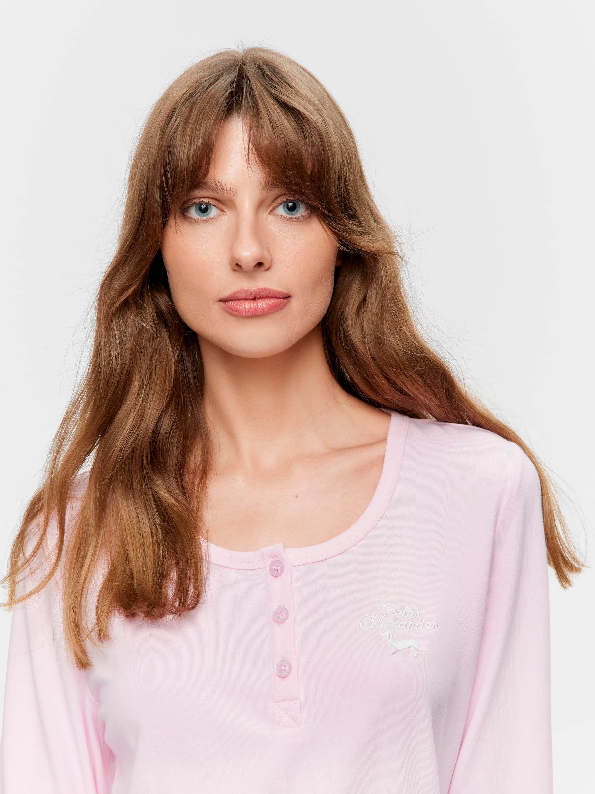 Pink Henley Long Sleeve Top