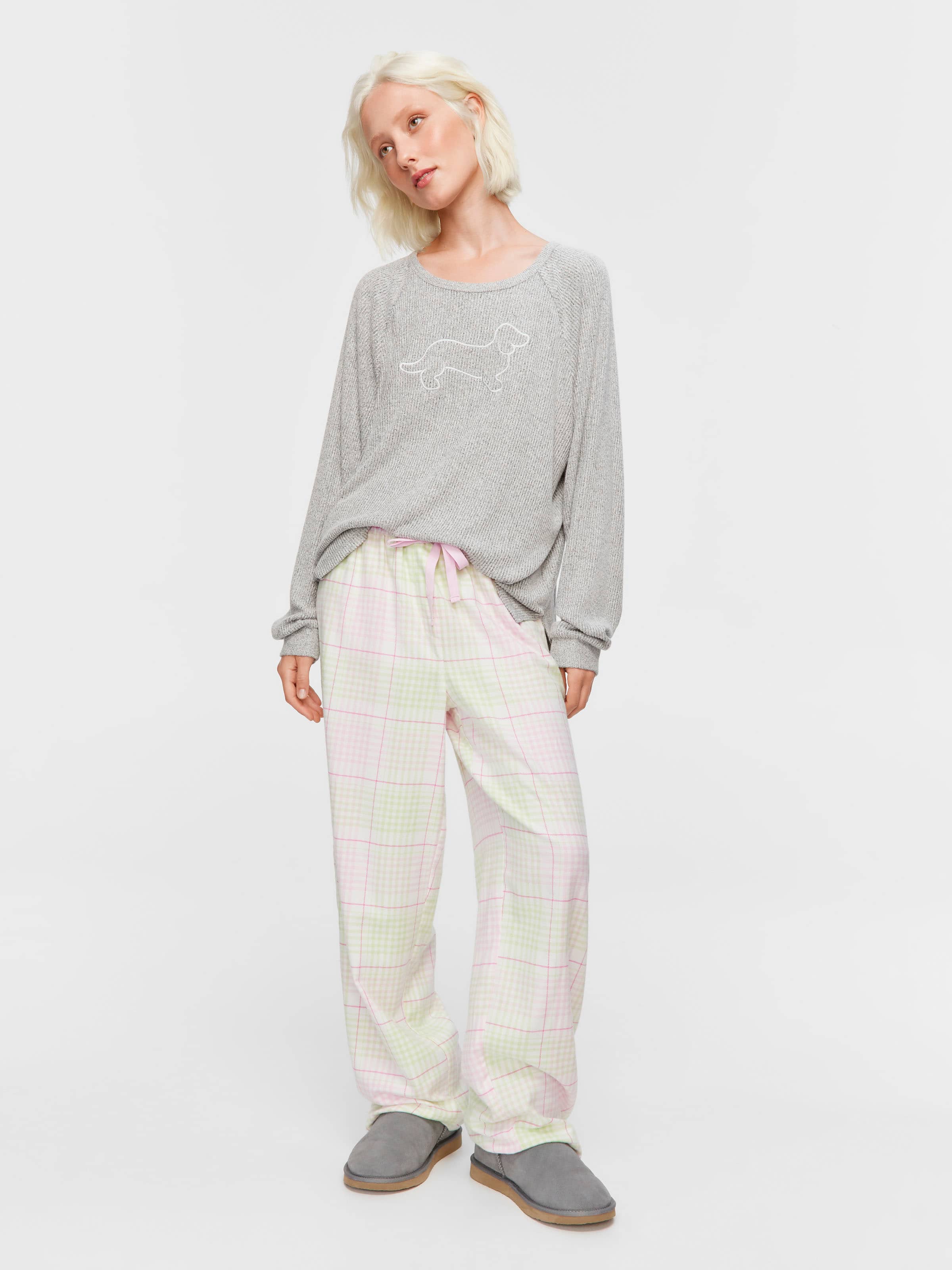 Pink & Green Check Classic Flannelette Pj Pant