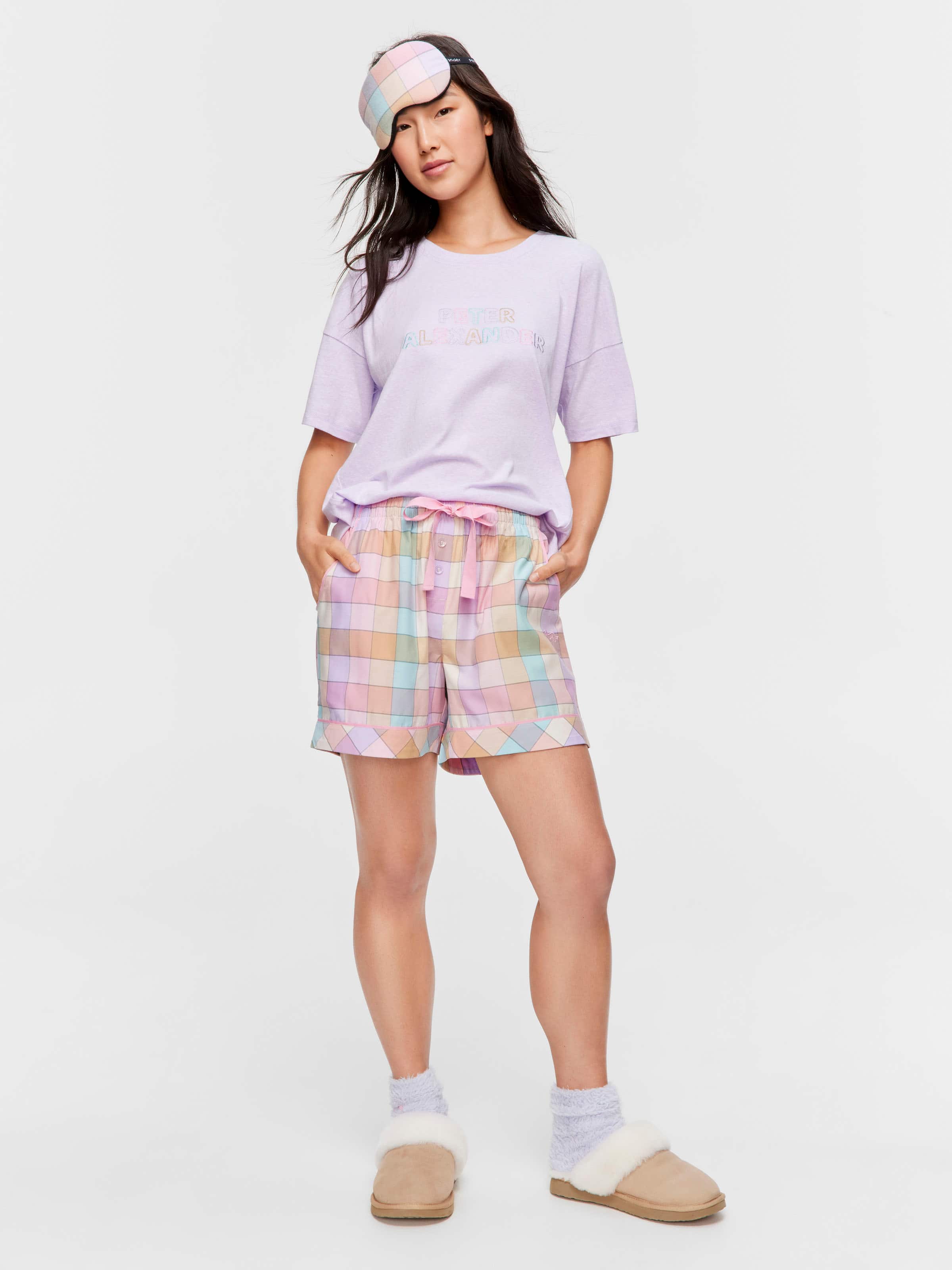 Pink Bold Check Mid Short