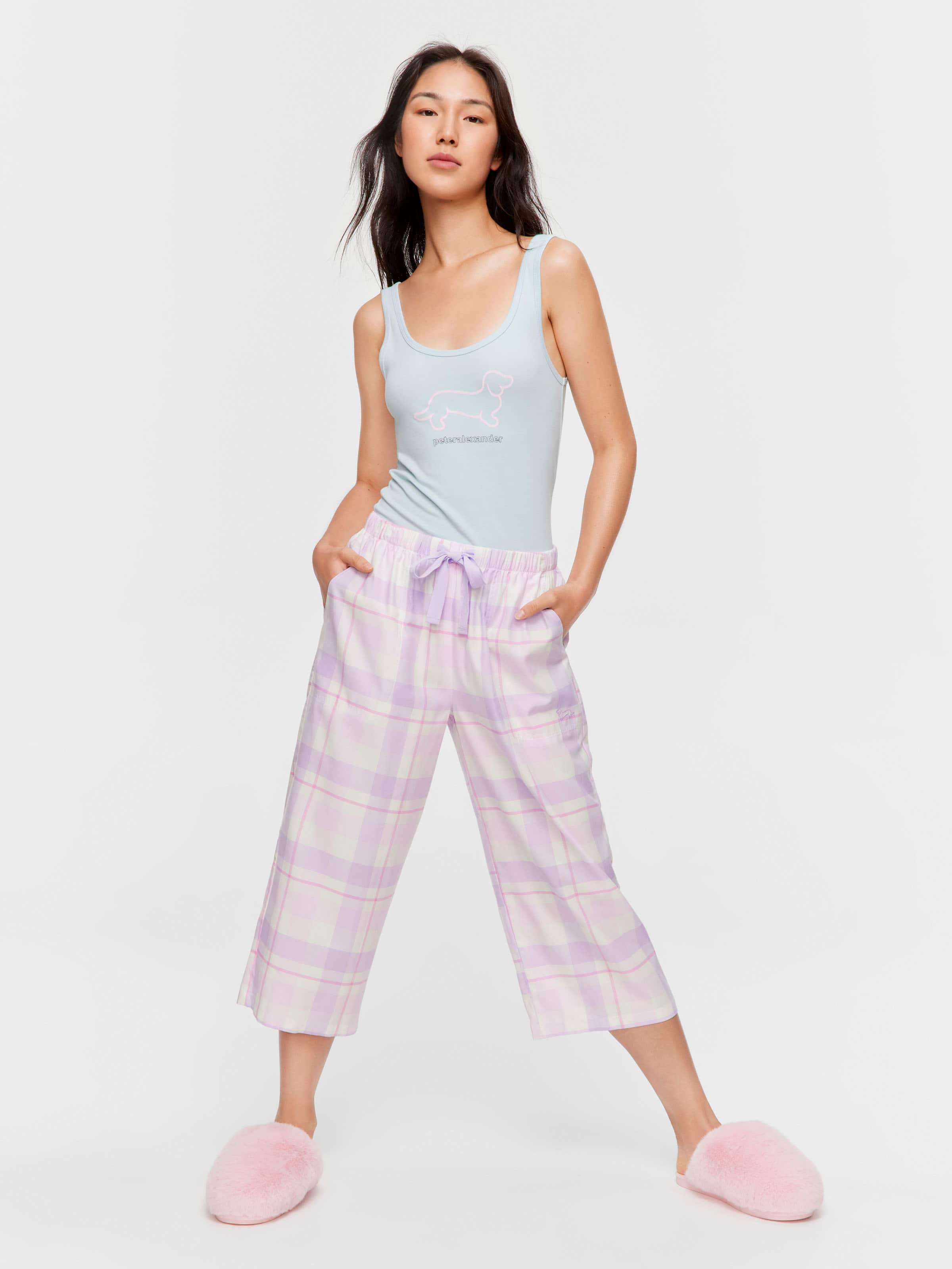 Lilac Check 3/4 Pj Pant