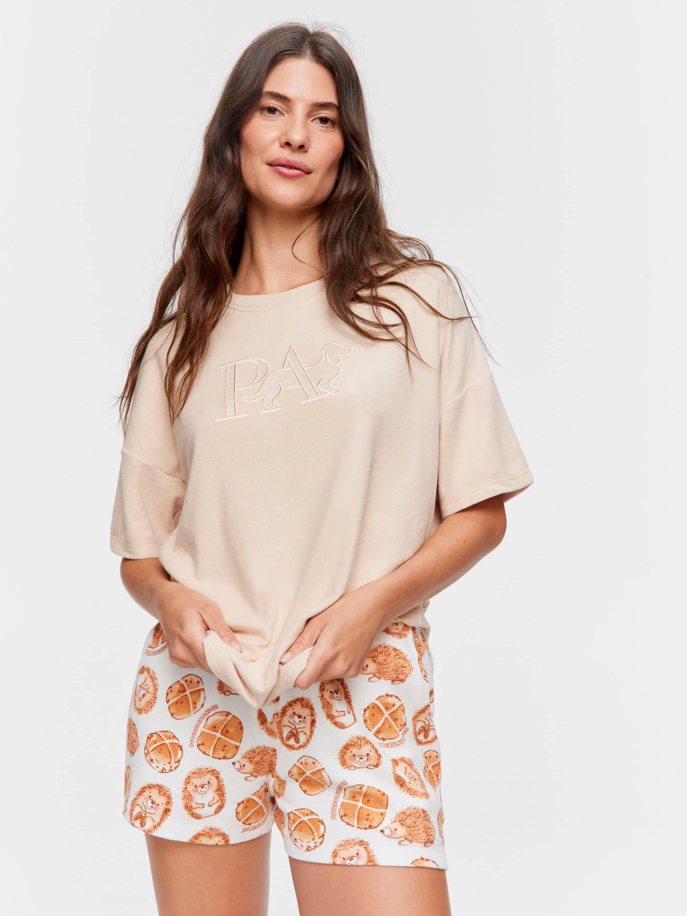 Caramel Plush P.A. Logo Oversized Tee