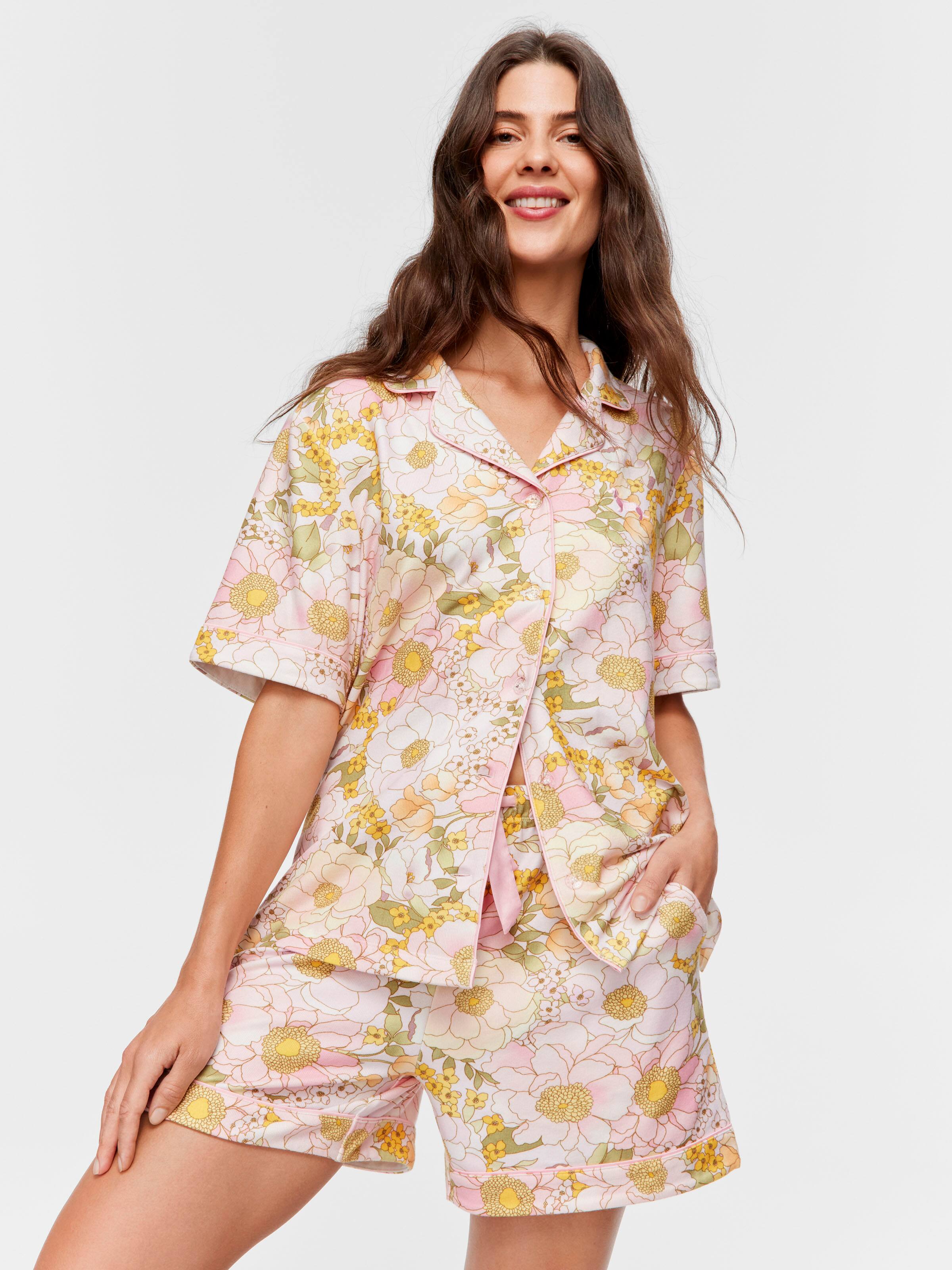 Pretty Floral Plush Shortie Pj Set