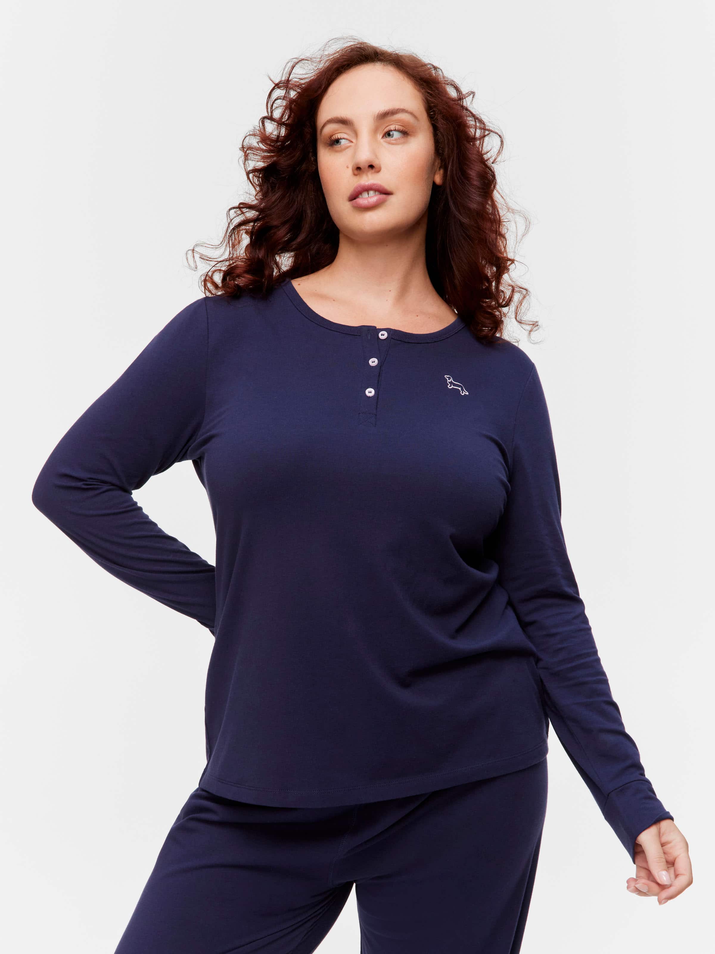 P.A. Plus Navy Henley Long Sleeve Top