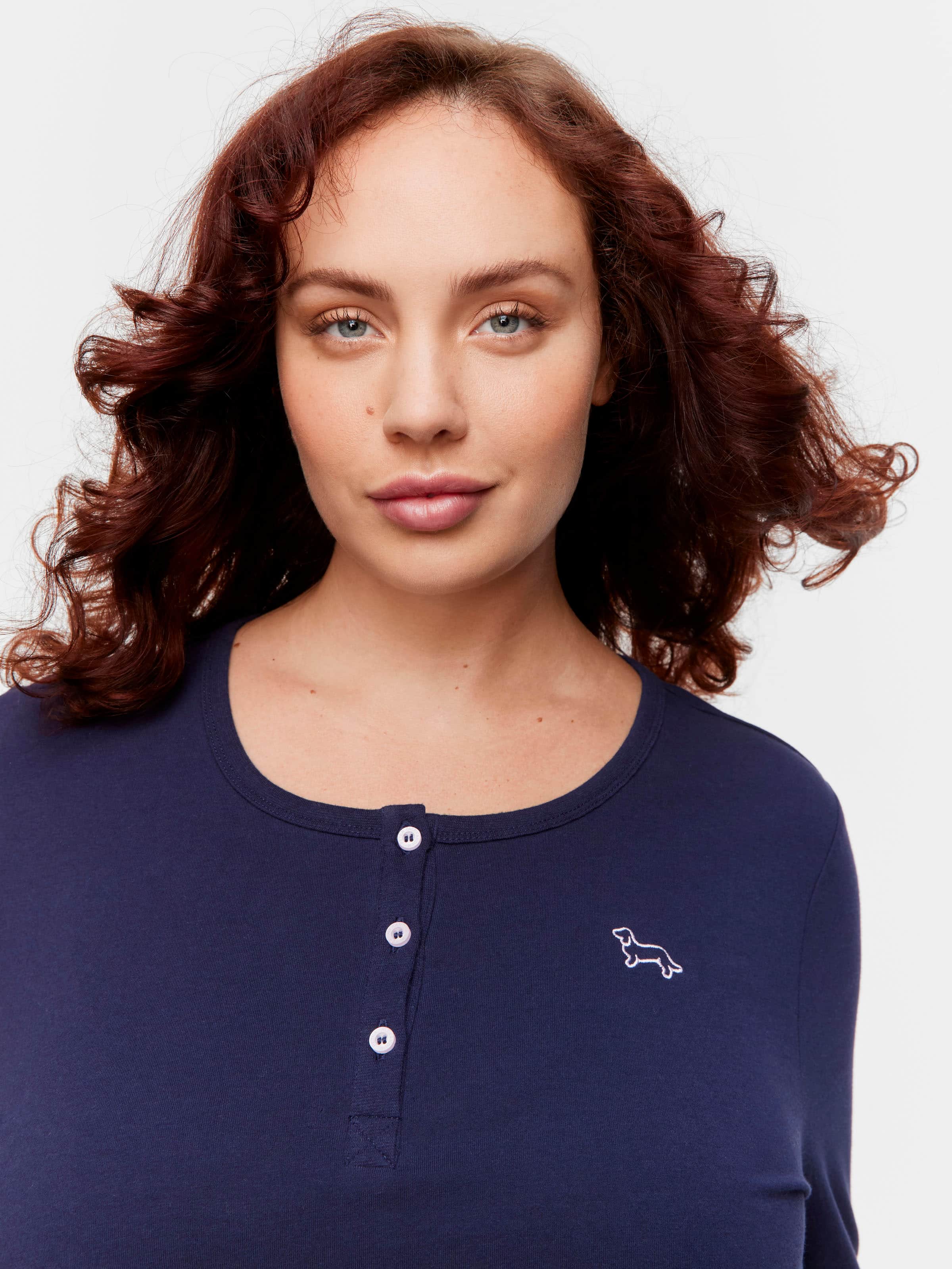P.A. Plus Navy Henley Long Sleeve Top