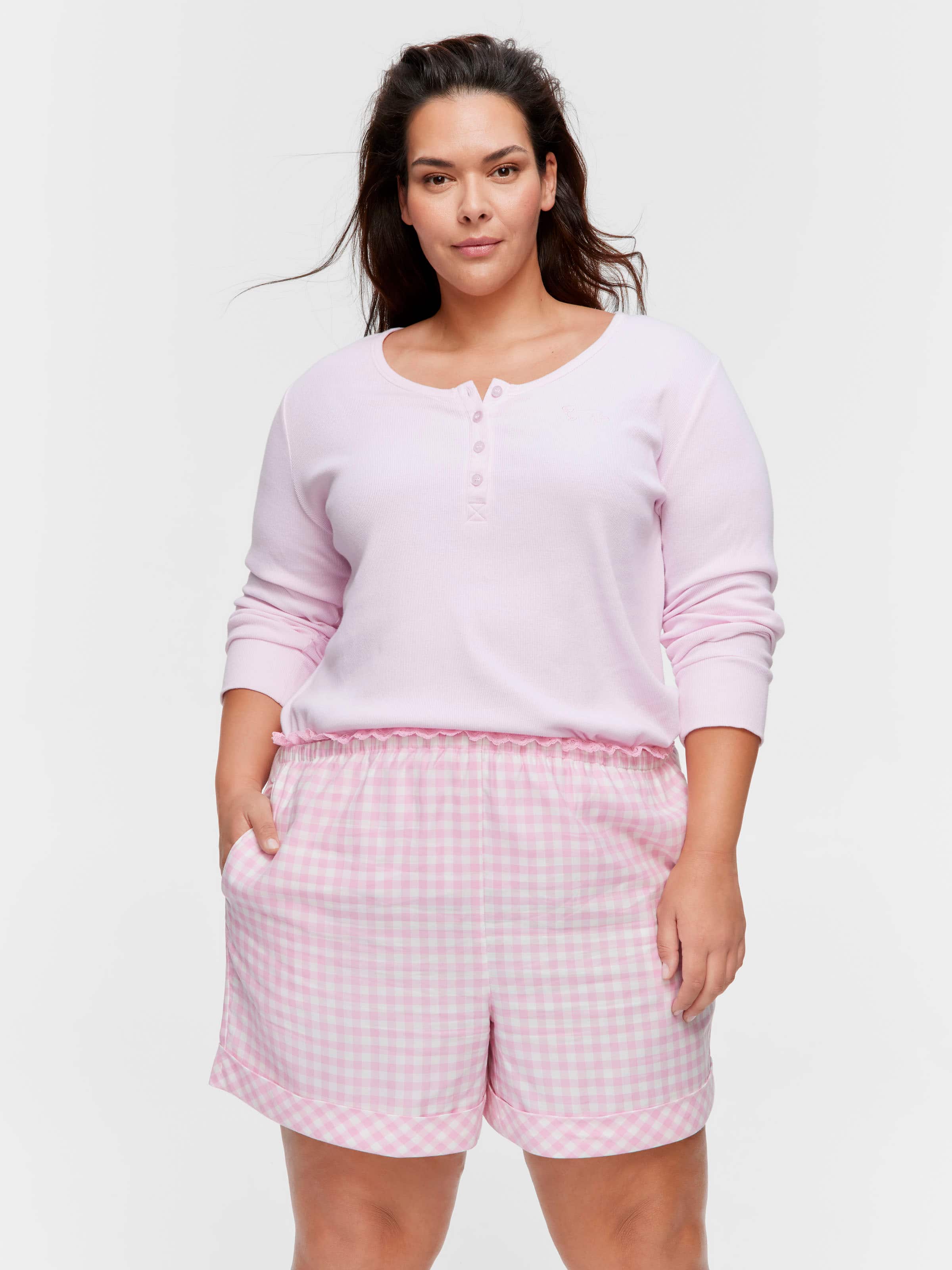P.A. Plus Pink Gingham Check Mid Short
