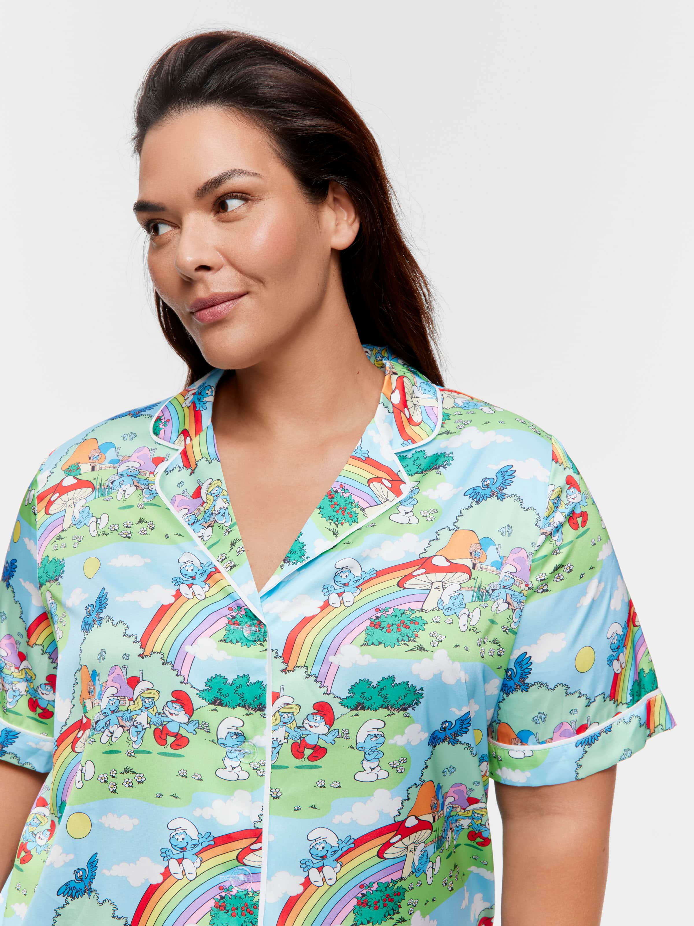 P.A. Plus The Smurfs Rainbow Satin Shortie Pj Set