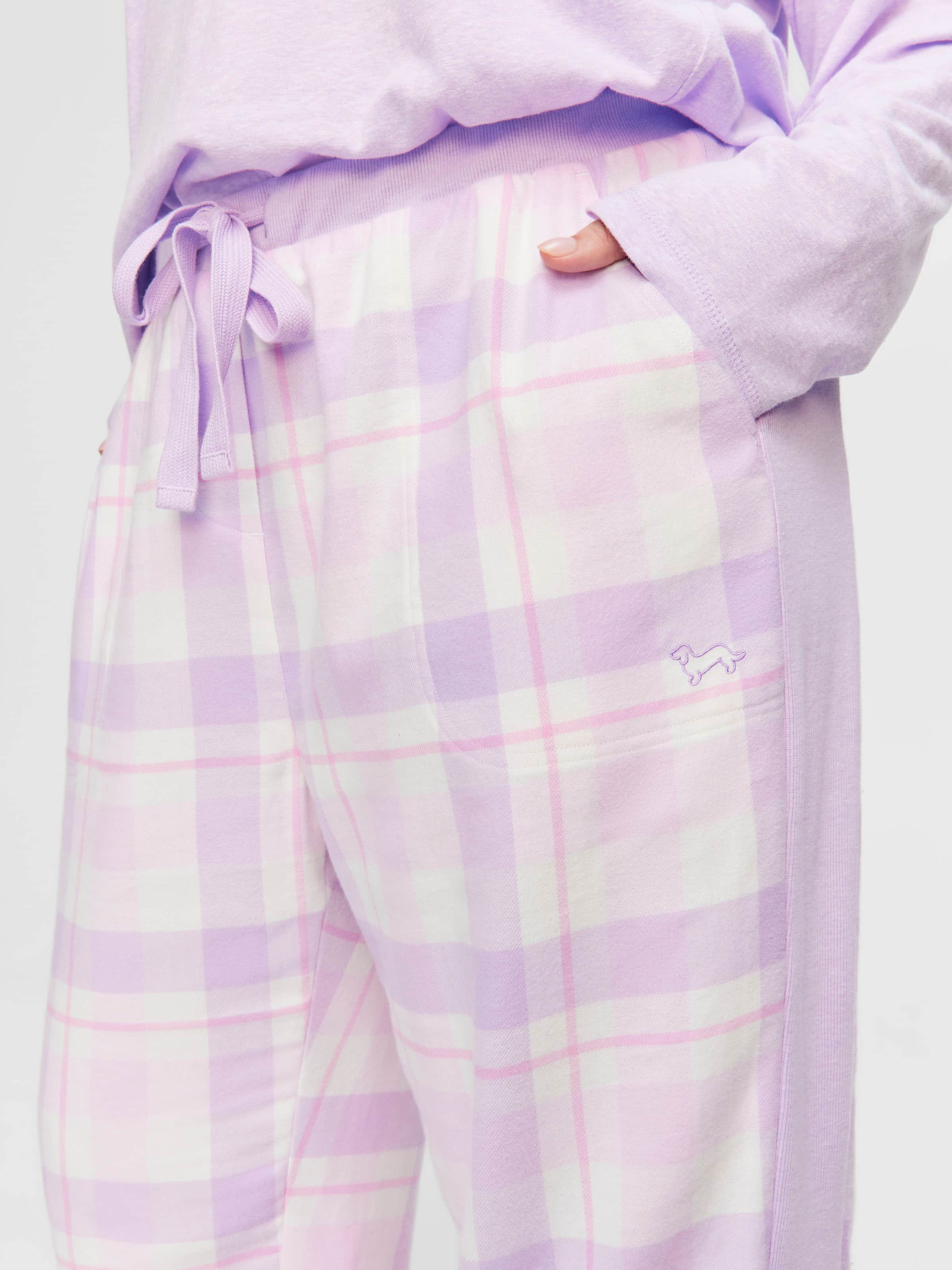 P.A. Plus Lilac Check Flannelette Legwarmer Pj Pant