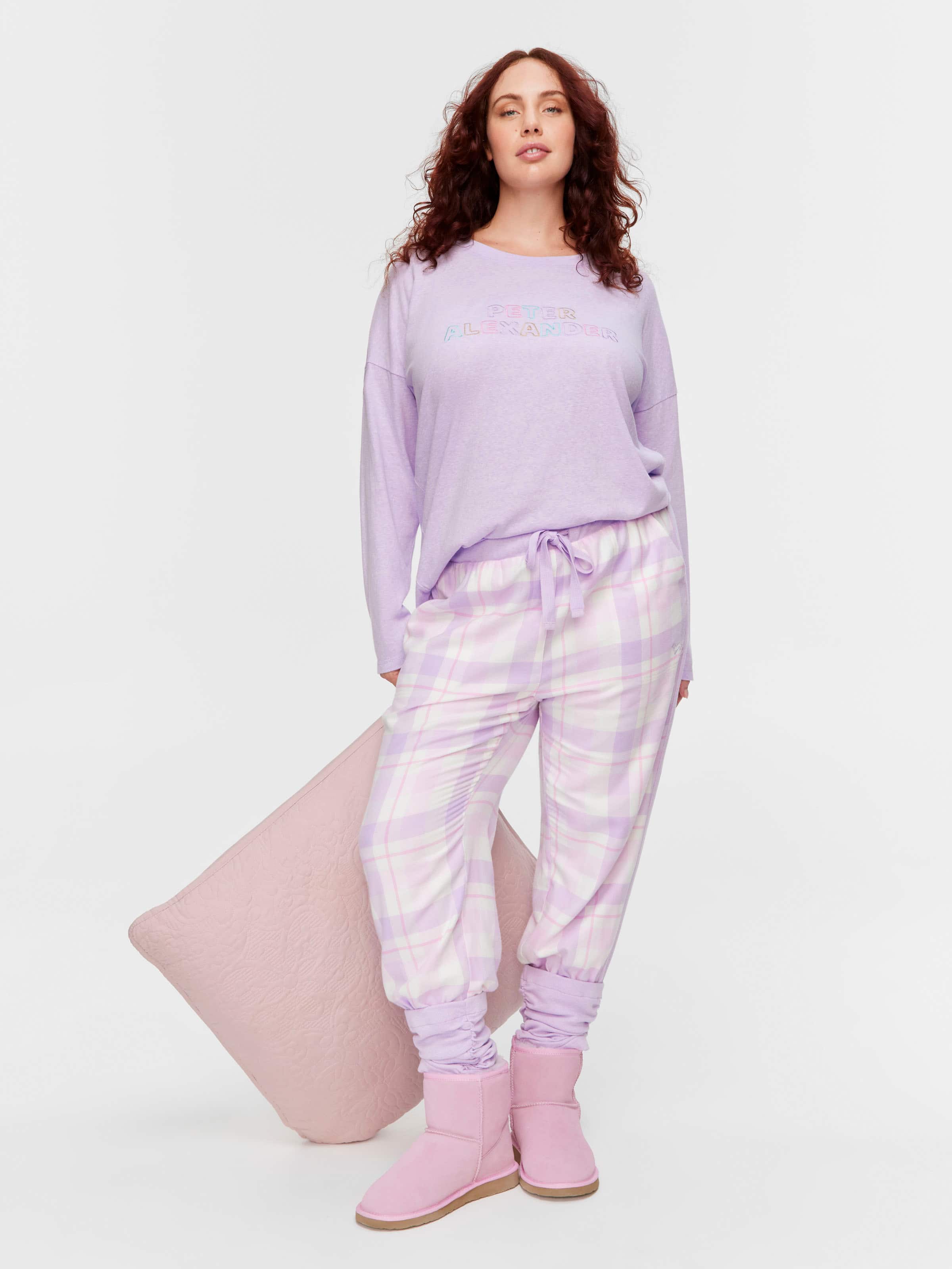 P.A. Plus Lilac Check Flannelette Legwarmer Pj Pant