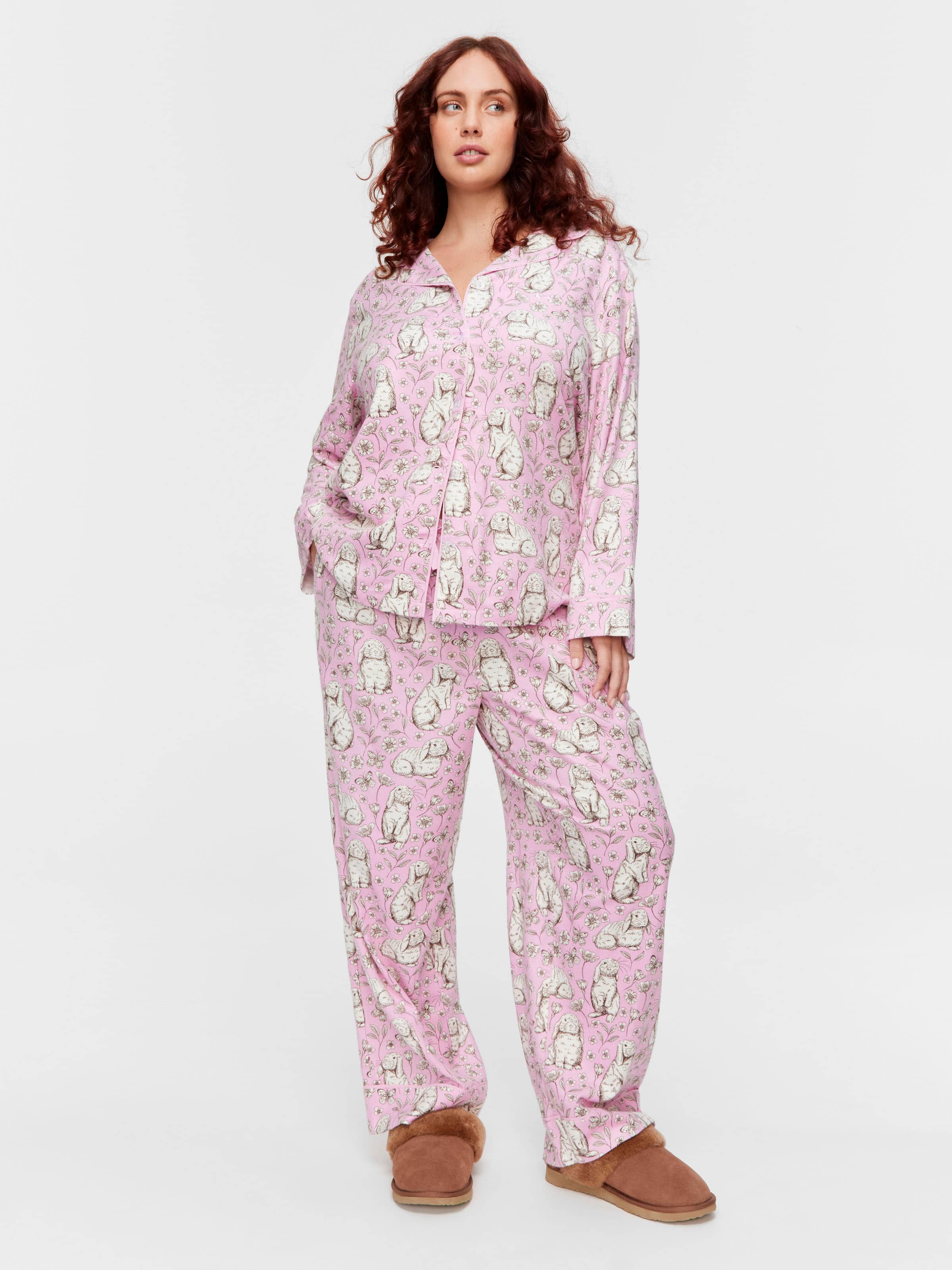 P.A. Plus Toile Bunny Bamboo Flannelette Long Classic Pj Set